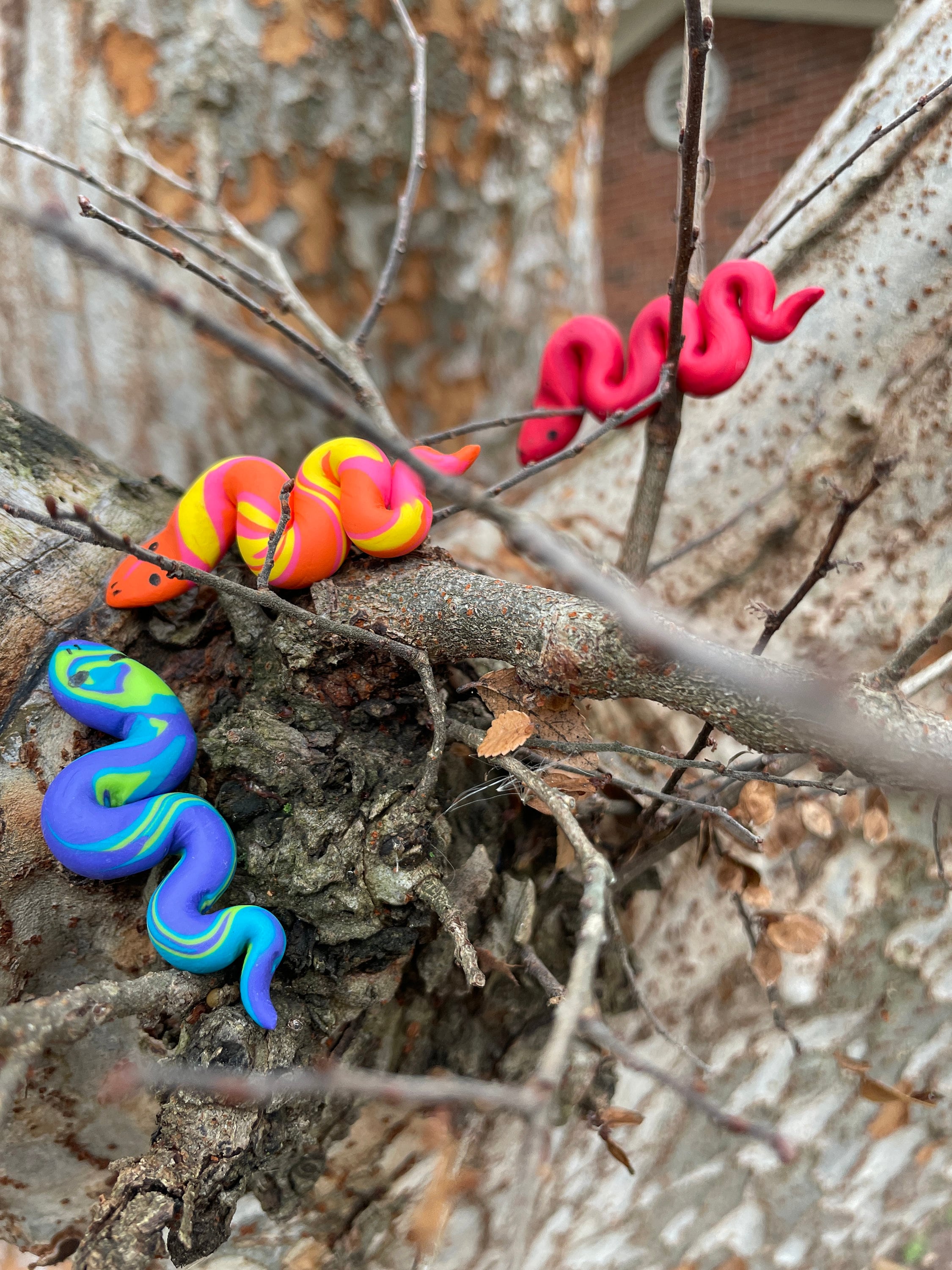 Mini Mystery Snake Garden Snake, Polymer Clay Snakes, Yard Decor