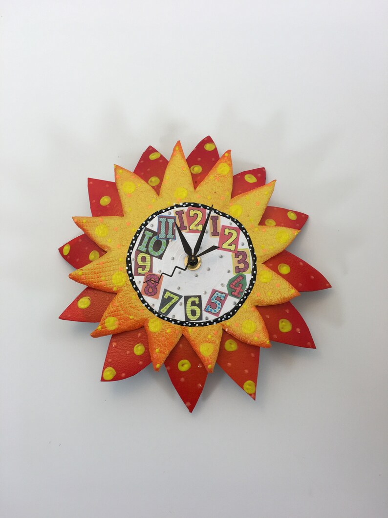 Here Comes The Sun Clock Whimsical Sunshine Clock Sun Etsy