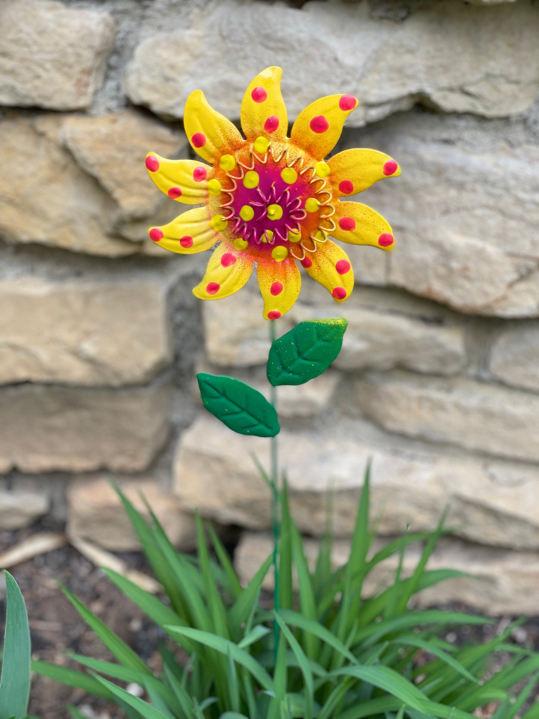 Metal Wild Flower Garden Stakes,Set of Five Metal Garden Stakes, Yard