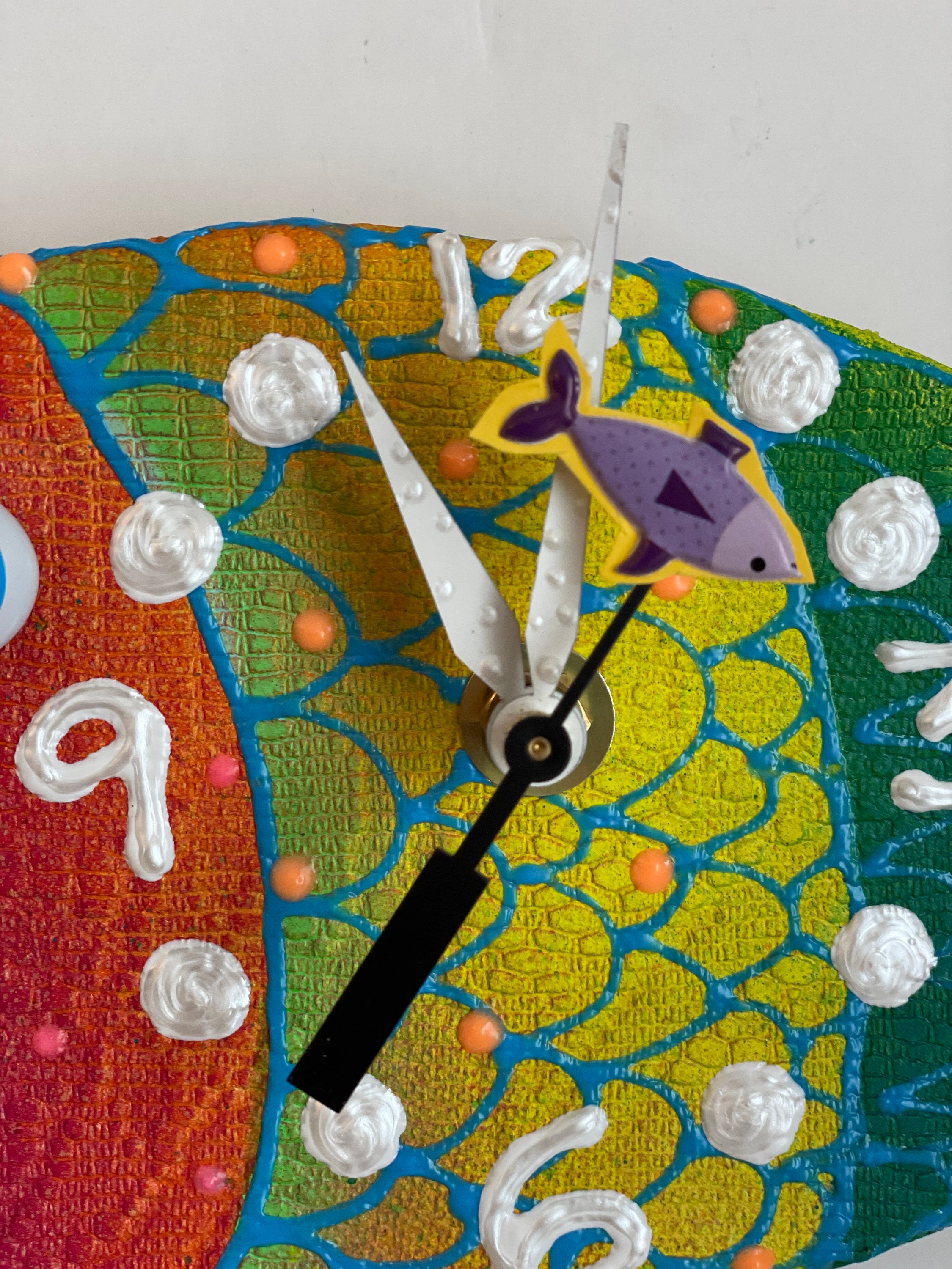 Rainbow Fish Wall Clock, Fish Clock,Nursery Clock ,Gift Clock,Tropical