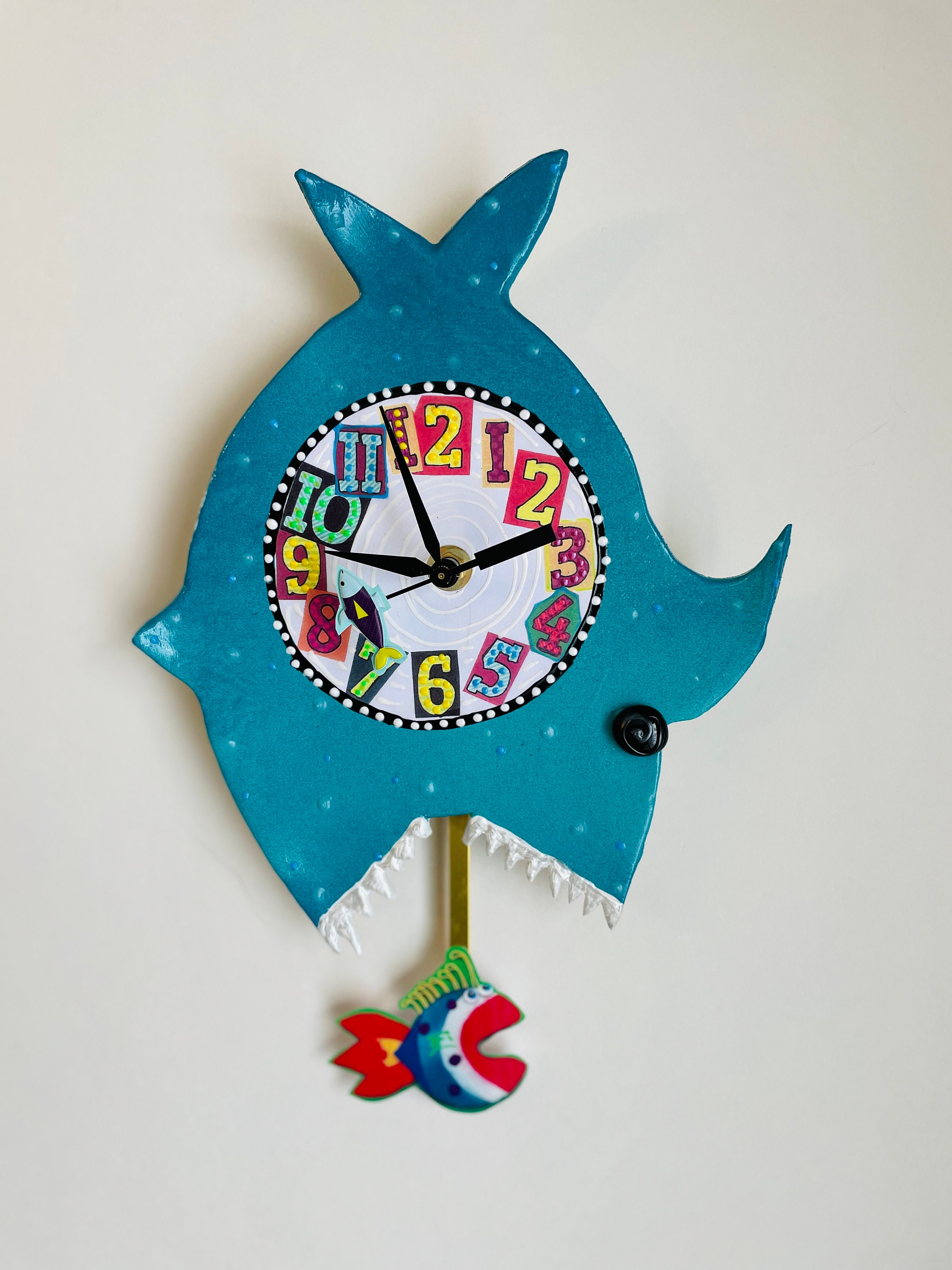 Shark Wall Clock with Pendulum, Beach House Decor, Florida Decor
