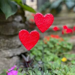 Set of Two 3 inch Red Heart Garden Stakes,Lover's Gift,Heart Plant Art Potted plants,Garden Sculpture,Valentines Day Gift For Her image 6