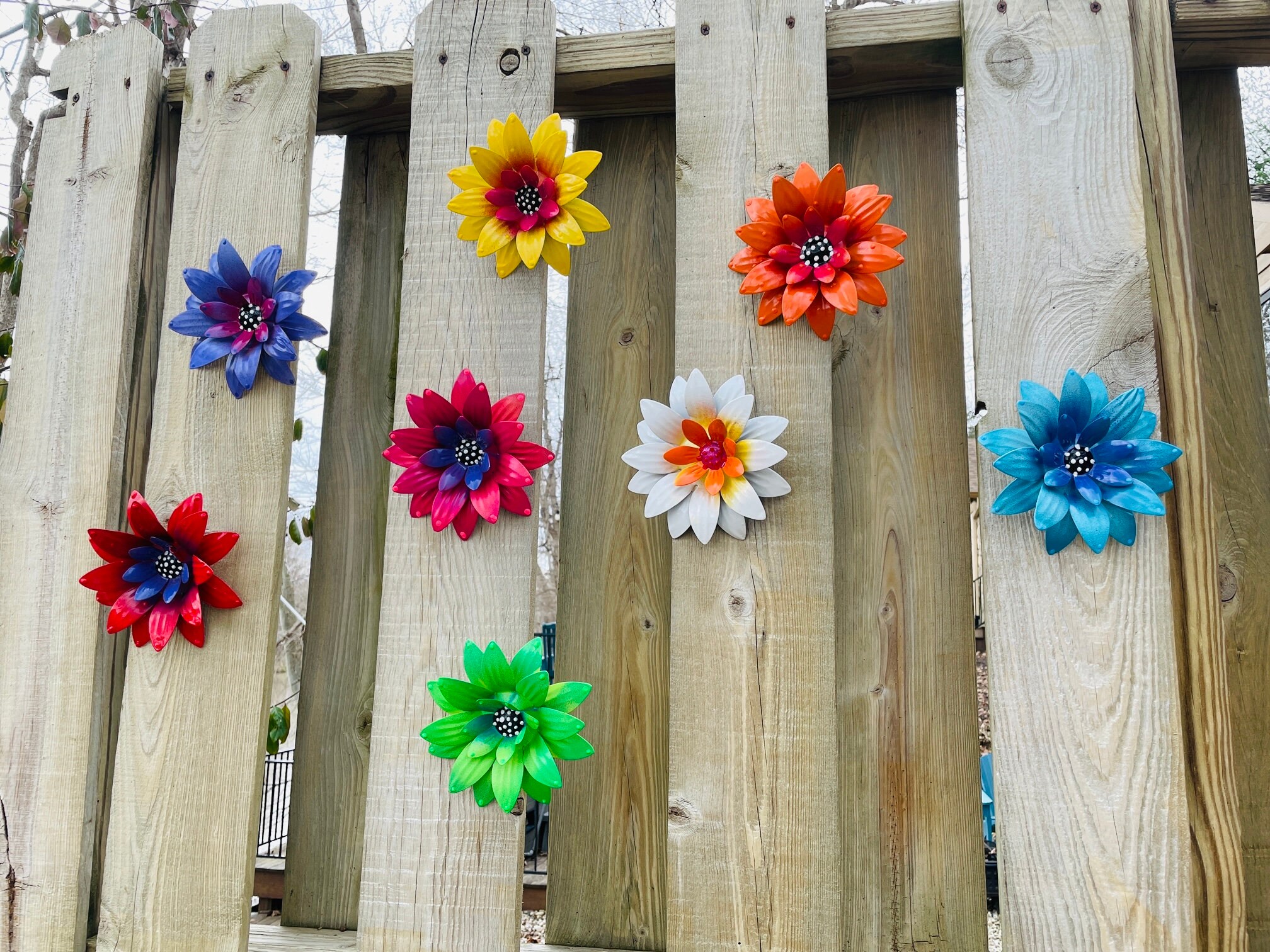 Metal Flowers,Fence Flowers,Fence Decoration,Patio DecorPerfect Wall
