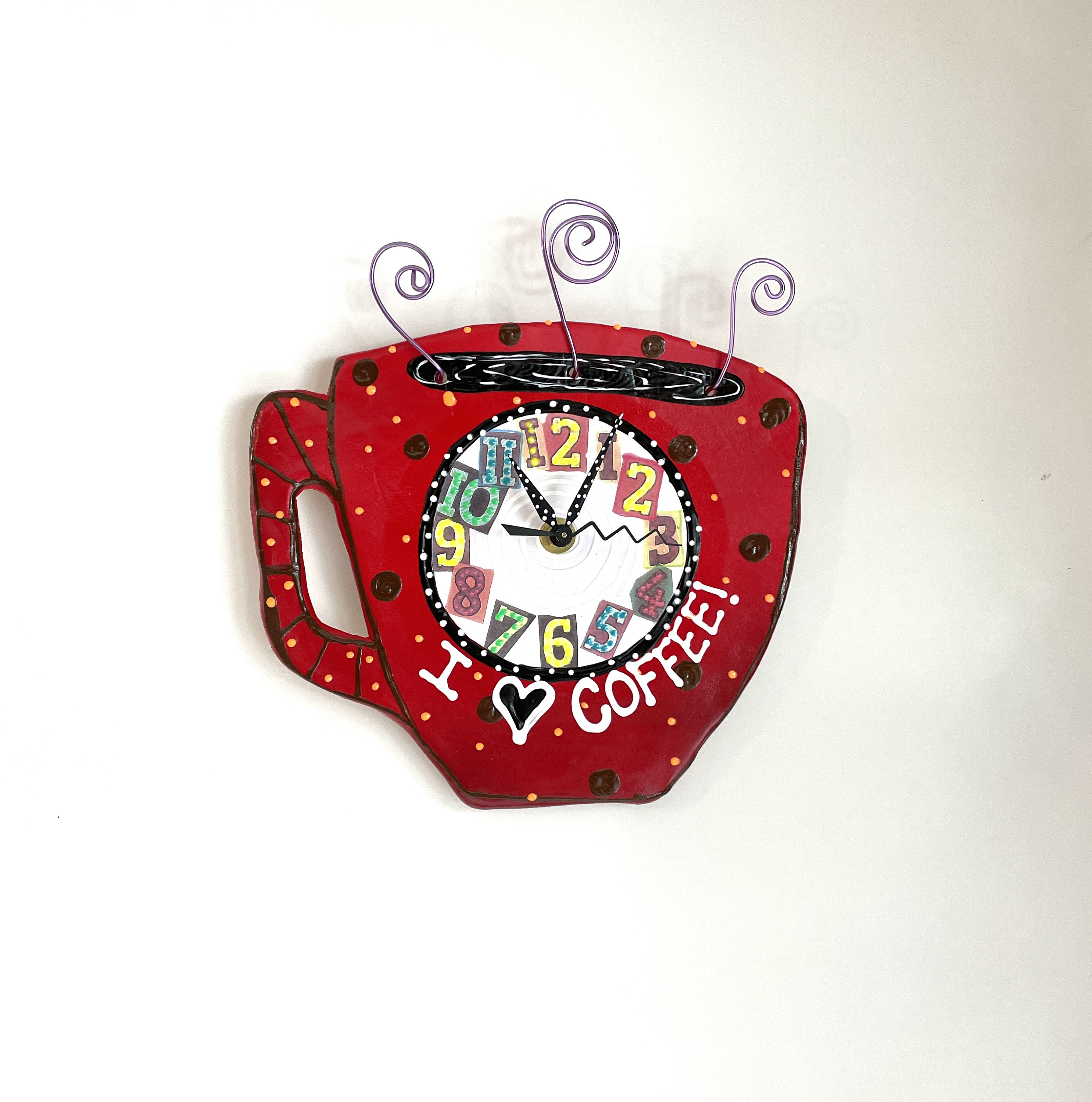 Coffee Clock, I love coffee clock, kitchen clock, unique gift clock