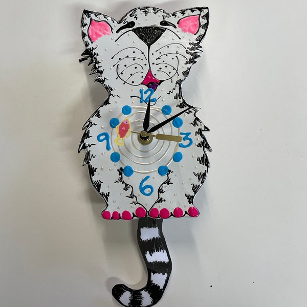 Cat Wagging Tail Clock Etsy