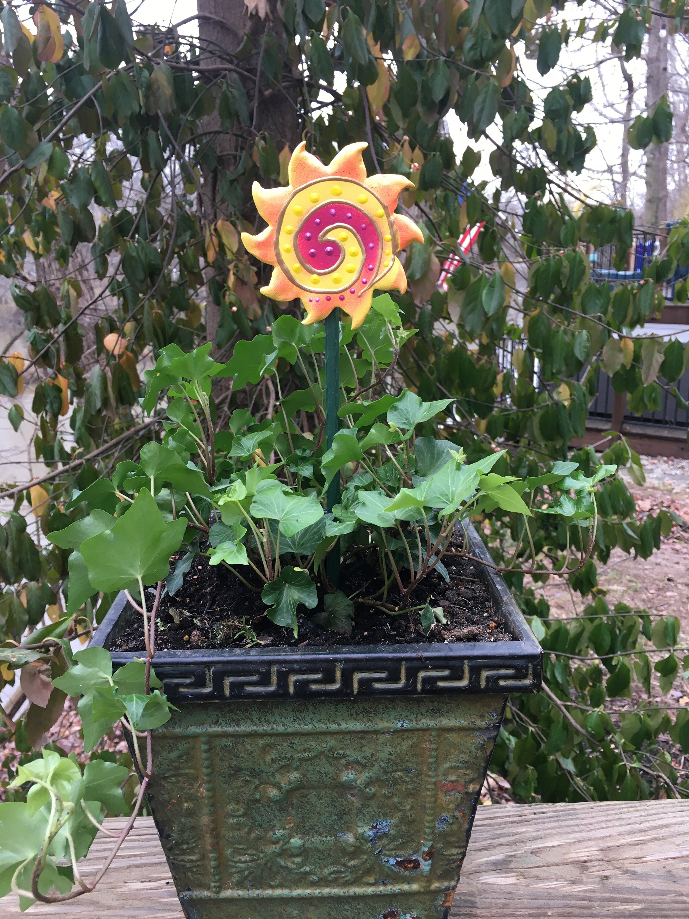 Sun Garden Stake,Unique Sun Spiral Garden Stakes,Potted plants, Great