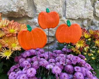 Set of 3 Fall Pumpkin  Garden Stakes Fall Decoration Outdoor Fall and Thanksgiving Decoration Outdoor Fall Pumpkin Autumn Decor
