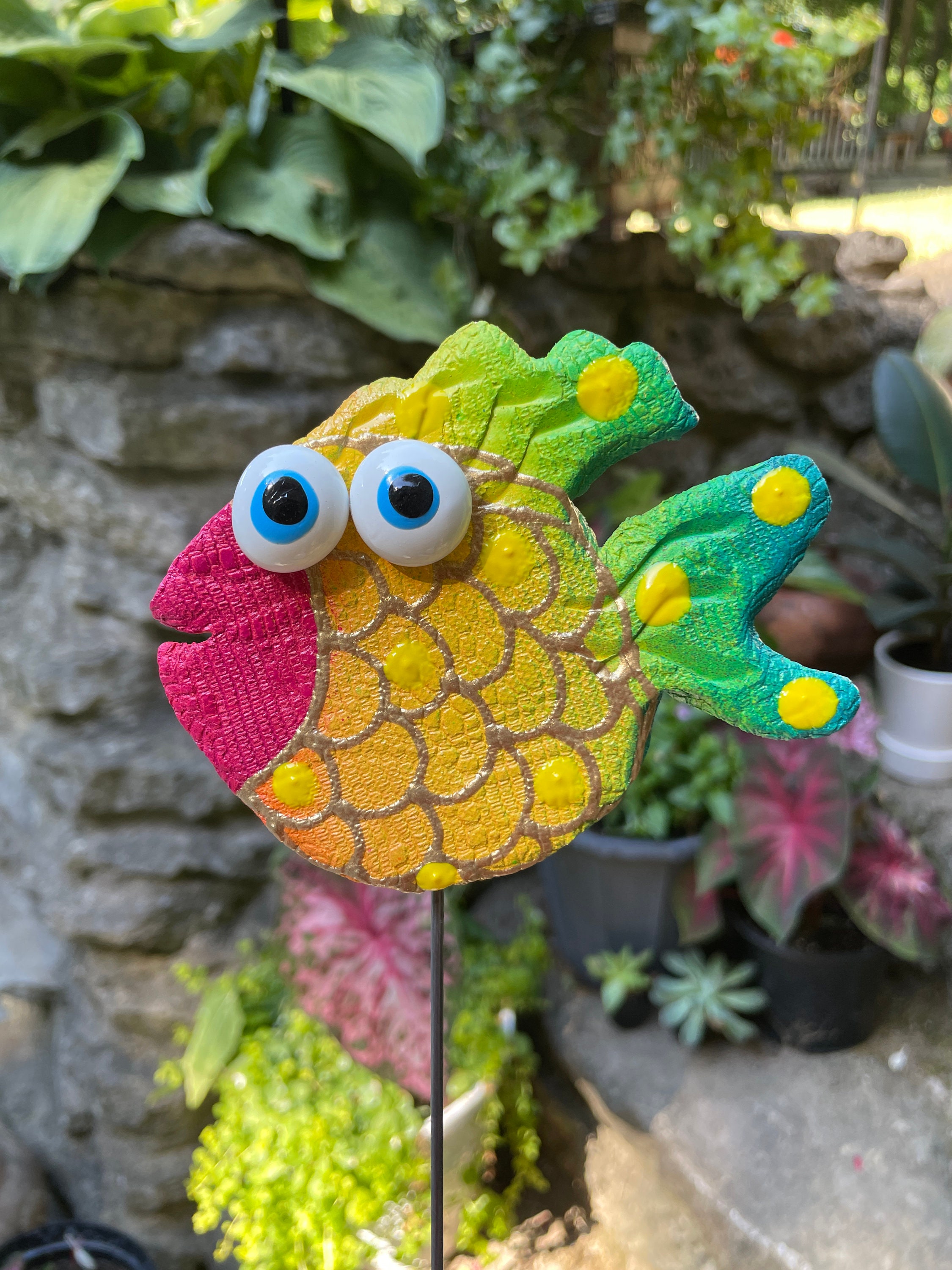 Fish Garden Stake, Garden Decor,Potted plants, Great Gift,Lawn