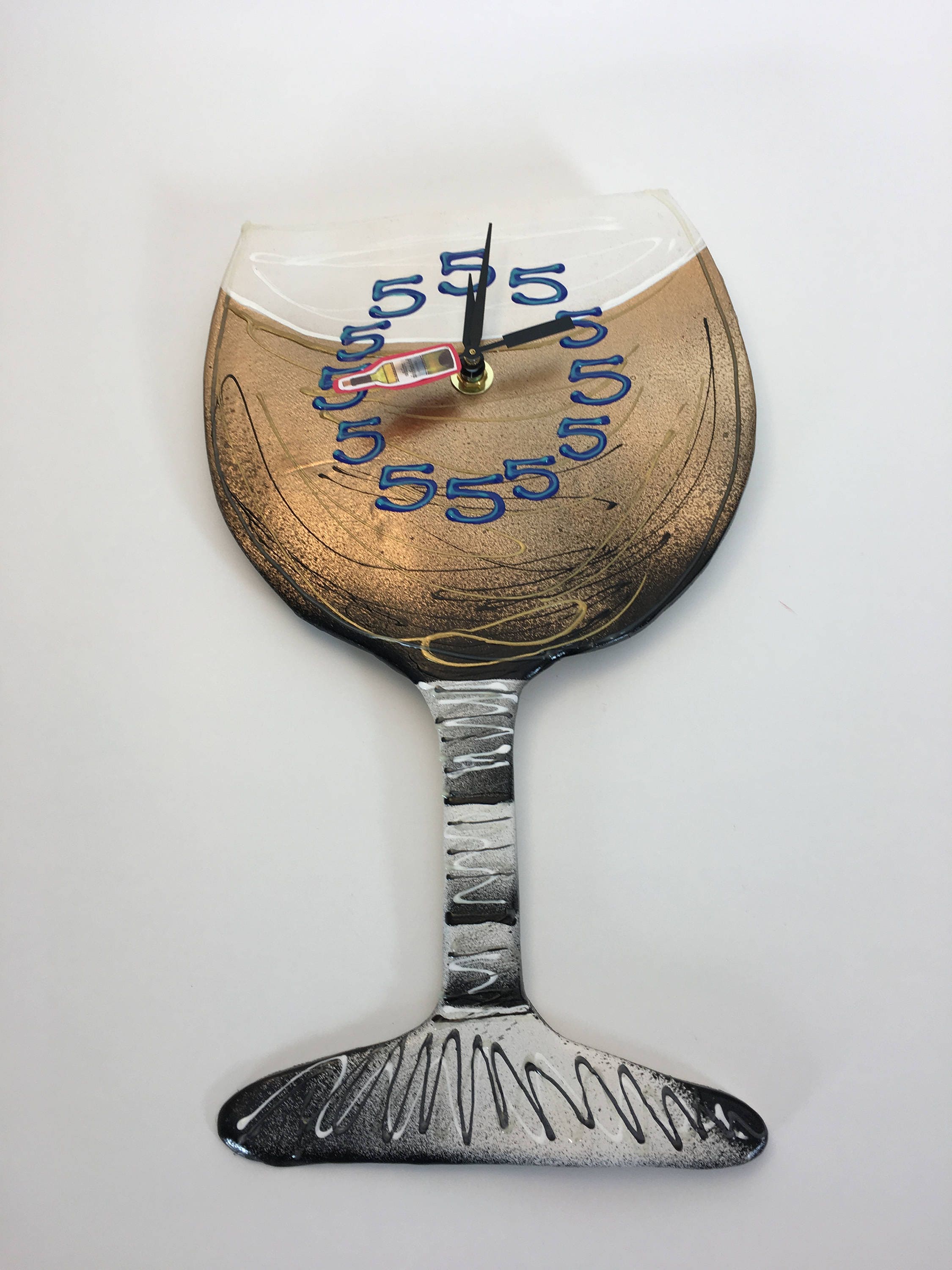 Wall Clock, Wine Glass Clock, Unique Wall Clock, Kitchen Clock, Bar