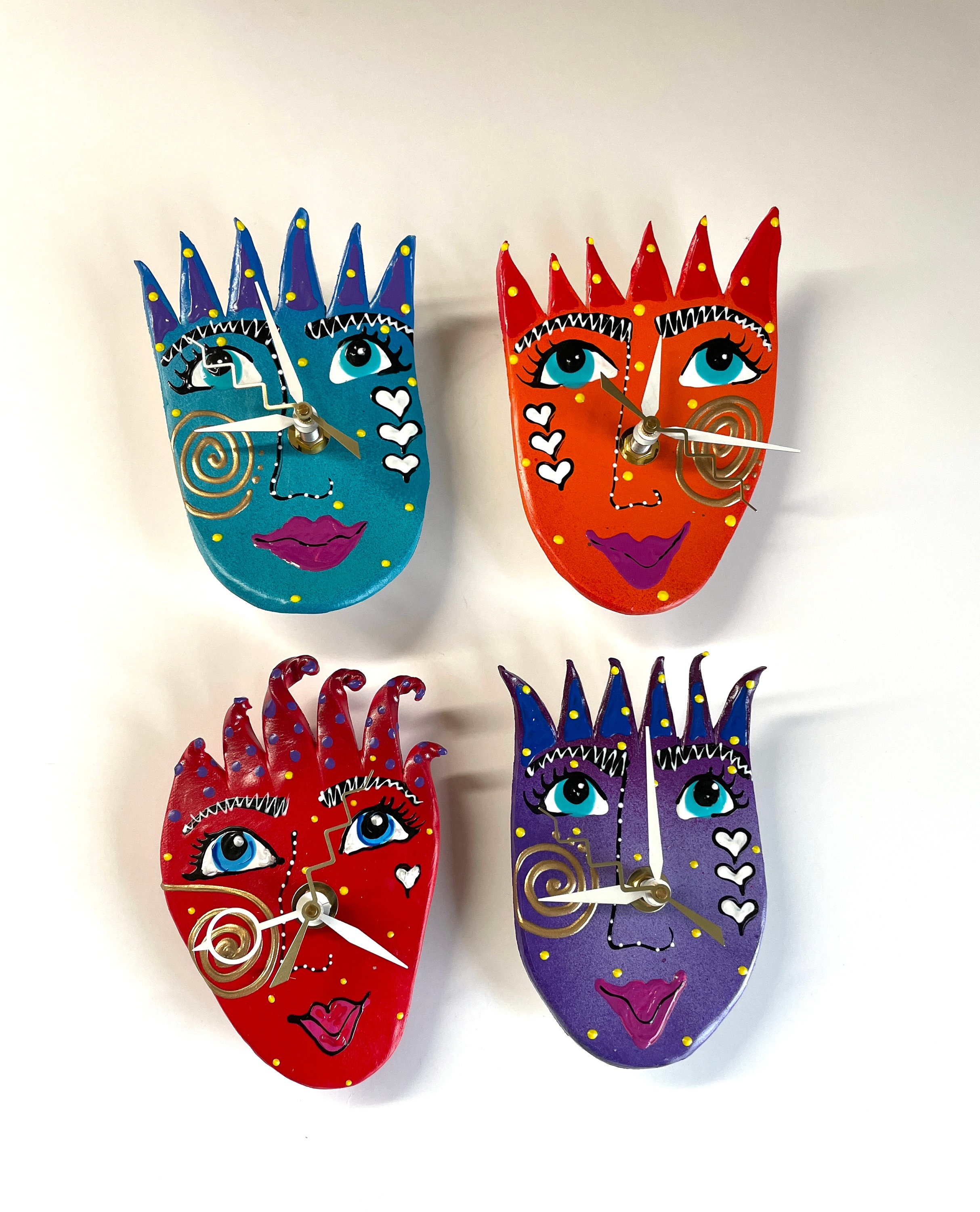 Unique Face Wall Clock Wall Art Wall Sculpture Wall Decor Hand Painted