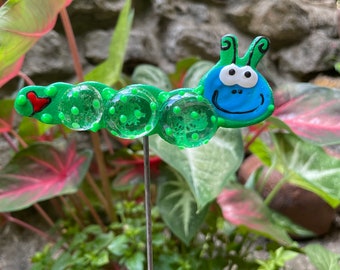 Green Caterpillar Plant Stakes,Inch Worm, Plant Art Potted plants,Caterpillar Garden Sculpture,Garden Decor Flower Pot stake,Gifts for Her