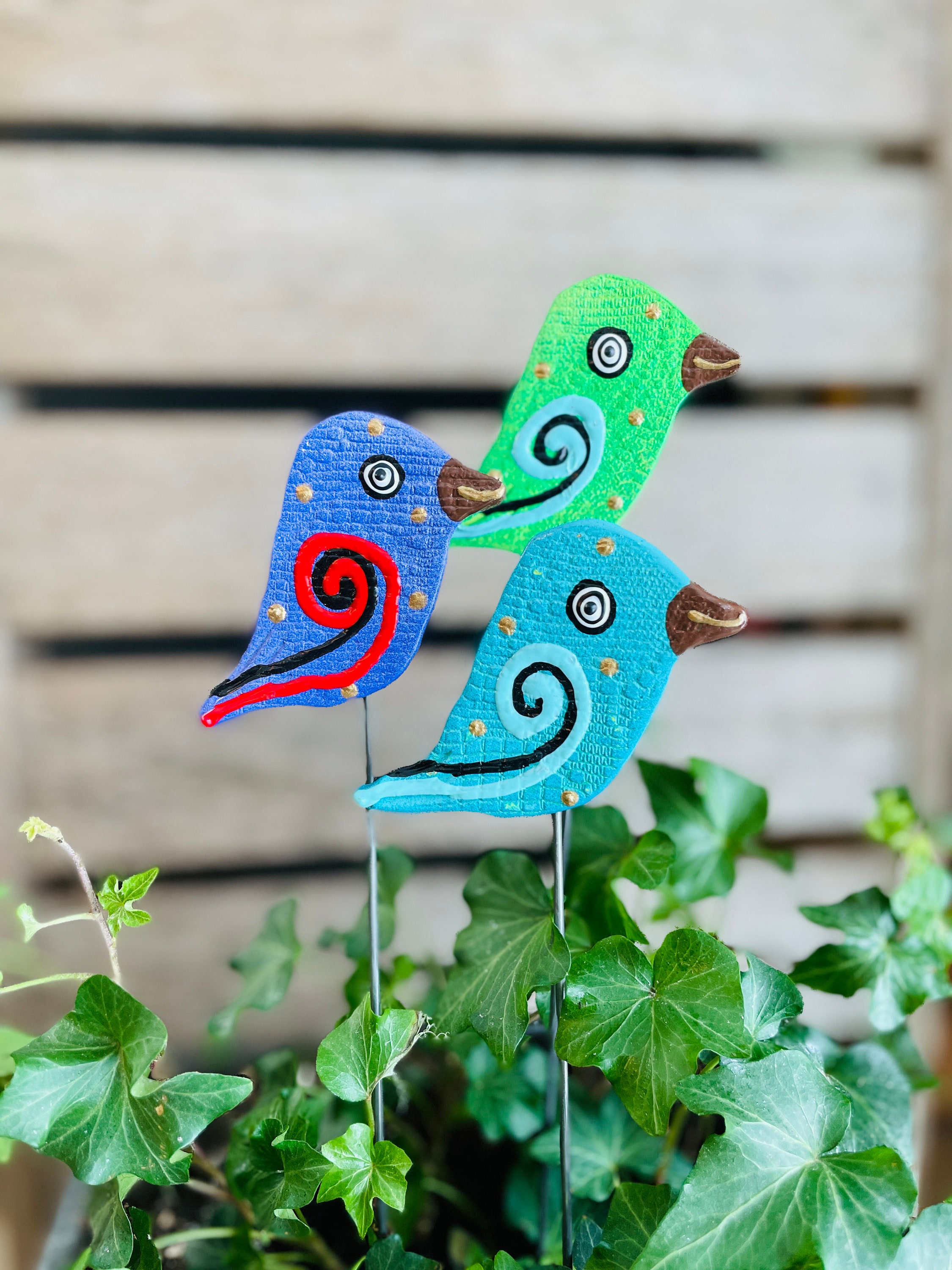 Yard Art Bird Garden Stakes,Bird Garden Art,Potted plants, Great Gift