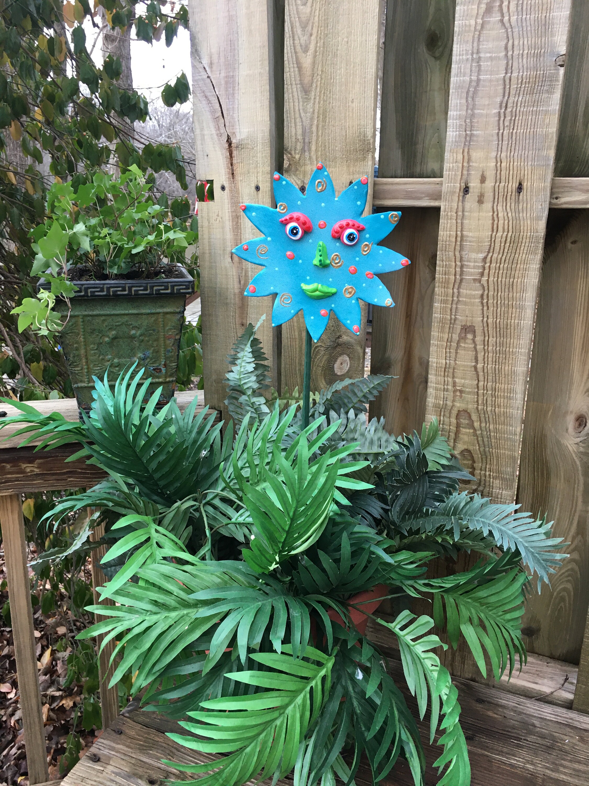 Unique Face Garden Stake Sculpture,Garden Stakes,Lawn decoration