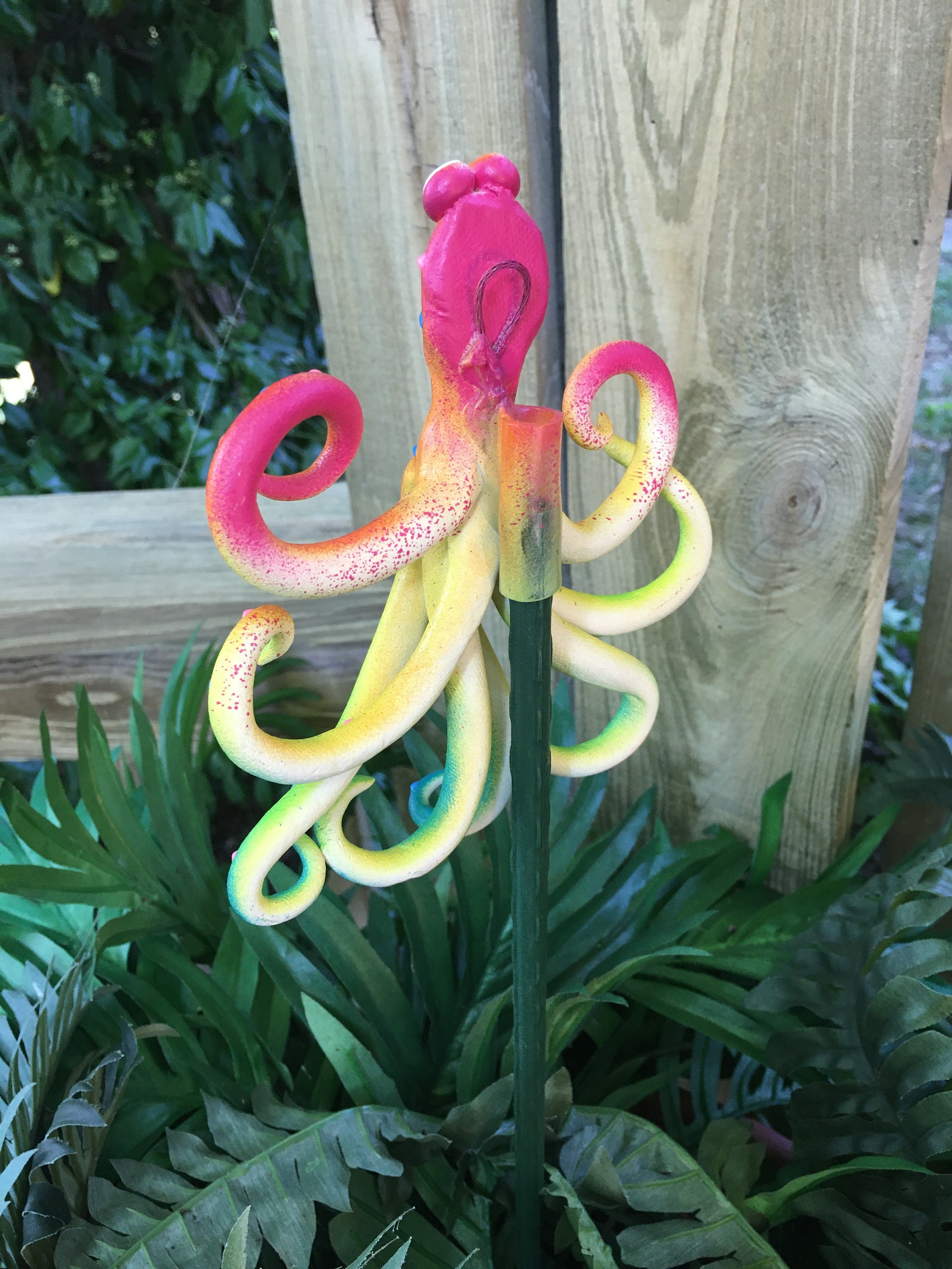 Octopus Garden Stake, Garden Decor, Whimsical Octopus Sculpture, Garden