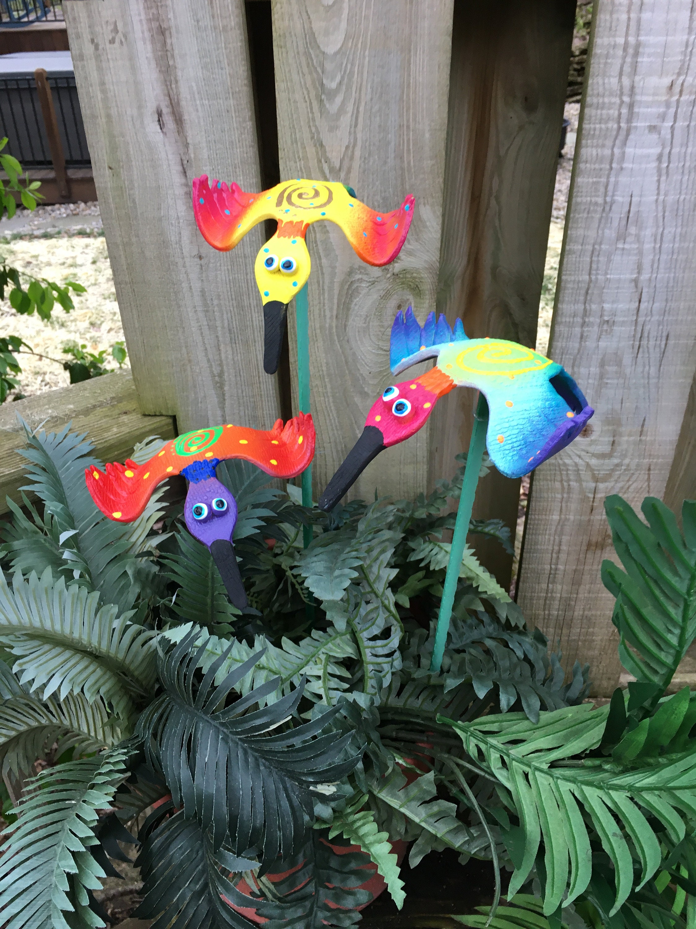 3 x Hummingbird,Garden Decor, Gifts For Gardeners, Garden Stakes, Garden Statues, Hummingbird