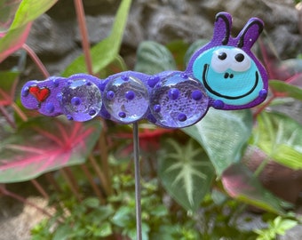 Purple Caterpillar Plant Stakes,Inch Worm, Plant Art Potted plants,Caterpillar Garden Sculpture,Garden Decor Flower Pot stake,Gifts for Her