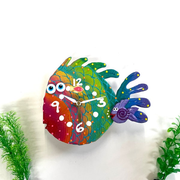 Fish Wall Clock Blowfish Clock,Wall Art  Beach House Wall art nautical bath decor  lake house decor tropical  decor for wall Gift For Her