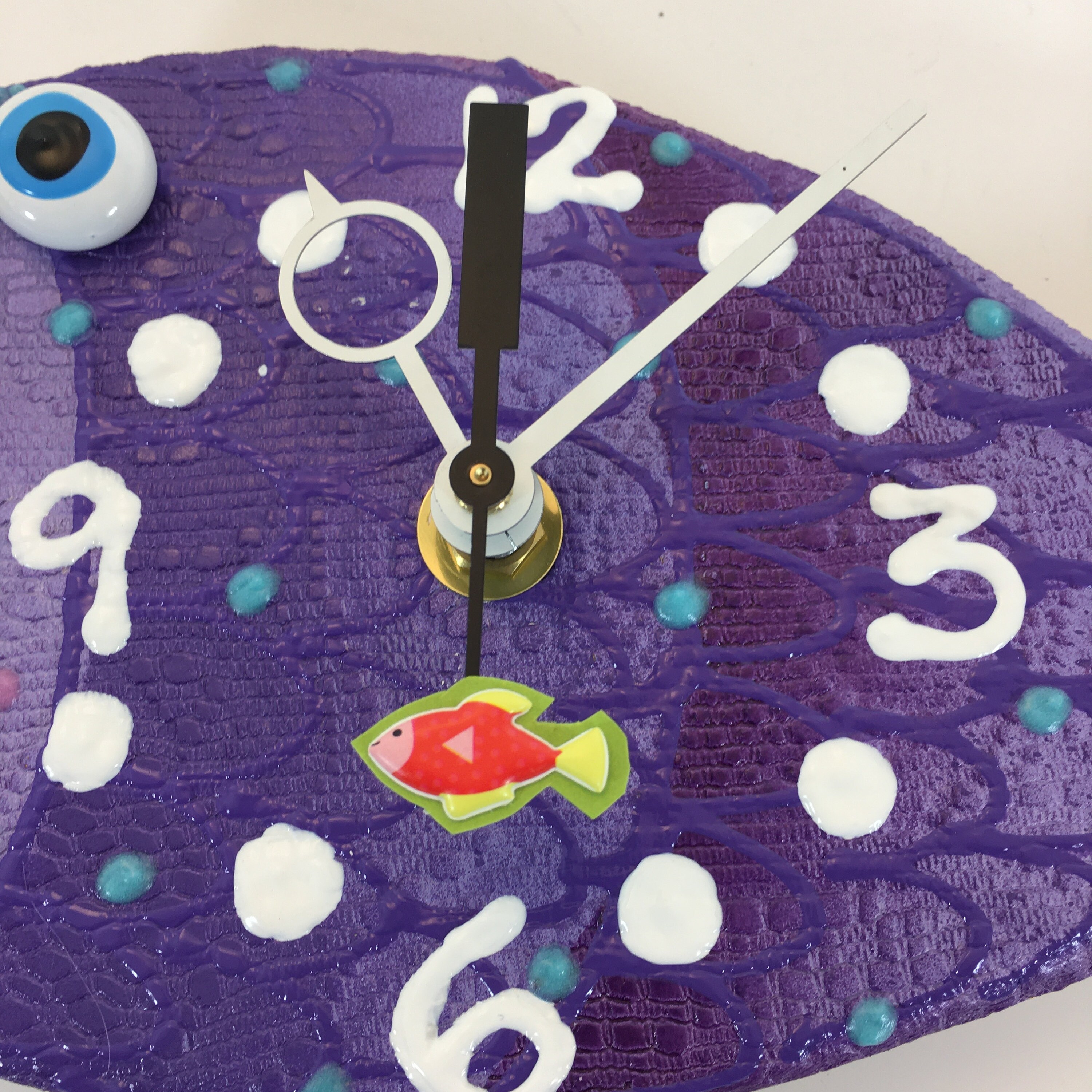 Purple Fish Wall Clock, Fish Clock,Nursery Clock ,Gift Clock,Tropical