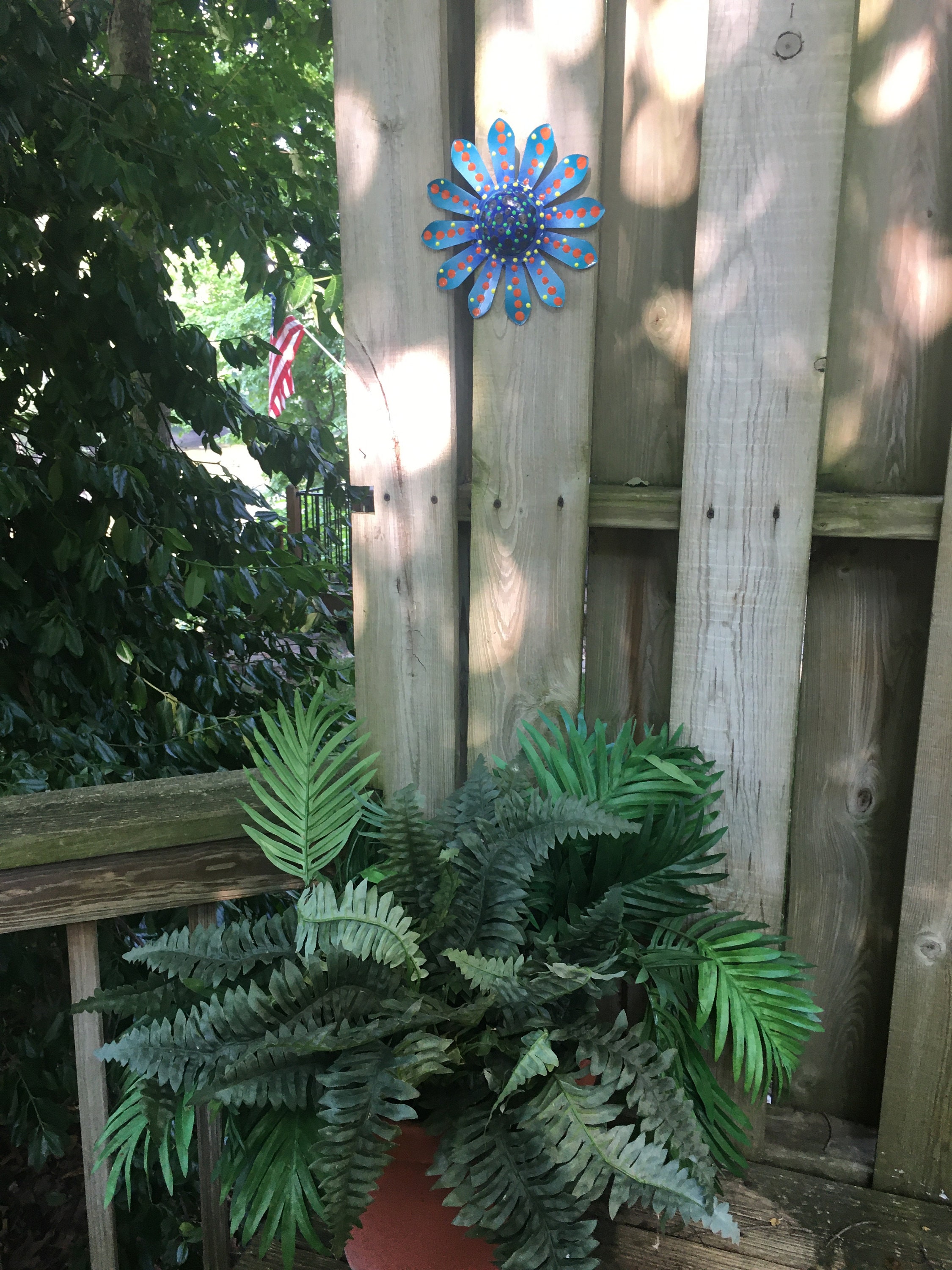 Metal Flower,Blue Fence Flower,Fence Decoration,Patio ...