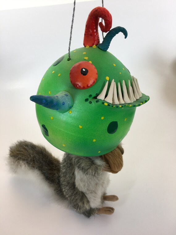 Funny Squirrel Feeder Alien Monster Squirrel Feedergarden Etsy