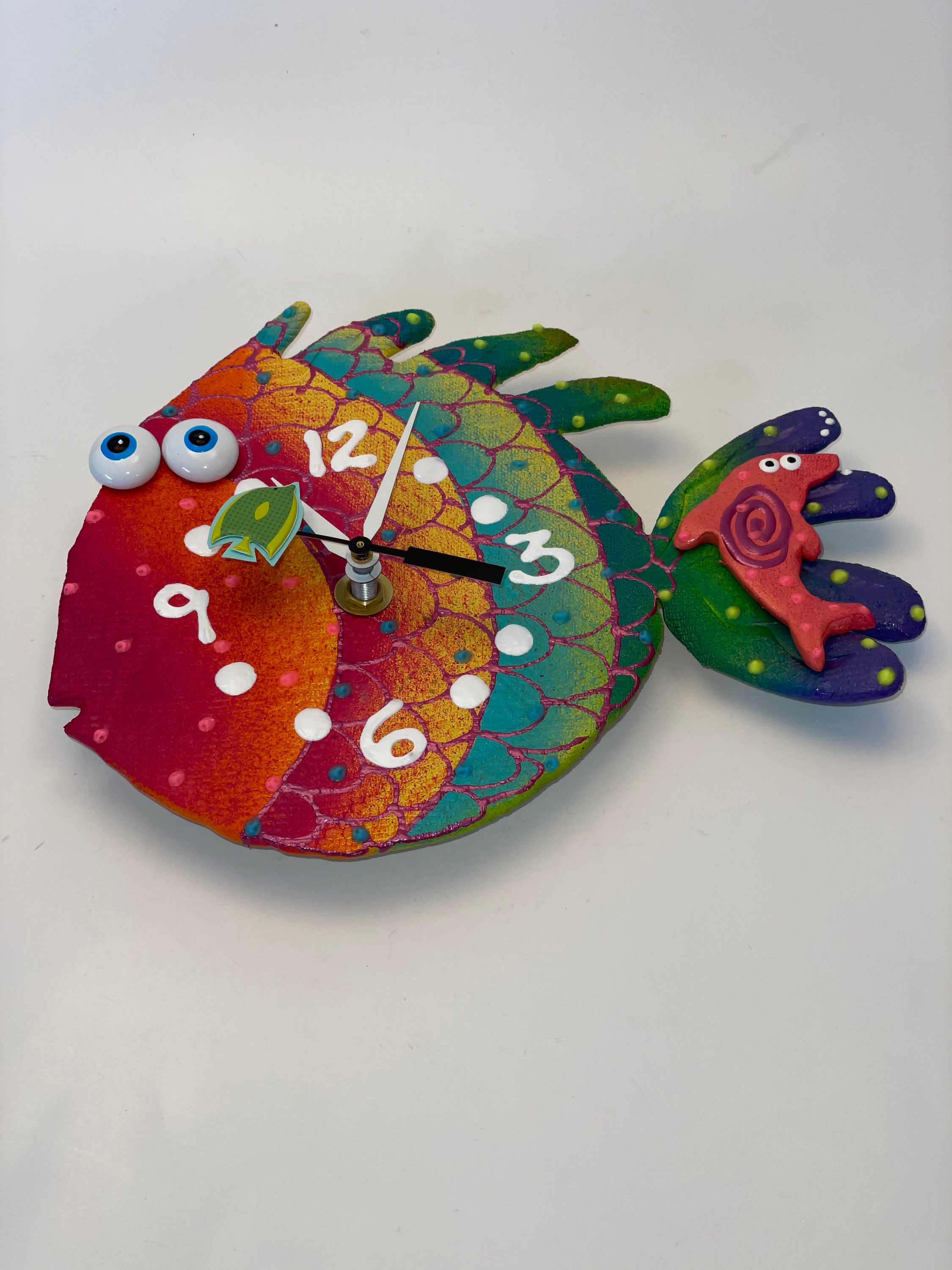 Fish Wall Clock Blowfish Clock, Unique wall Clock,Under the Sea Beach
