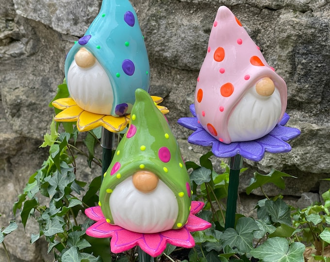 Featured listing image: Set Of 3 Garden Gnome Yard Stakes Gnome Yard Art Decor Garden Gnomes Fairy Garden and Potted plant decoration Gift For Her Mother's Day Gift