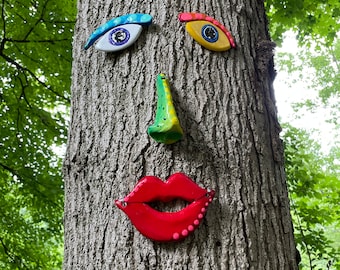 Tree Face,Tree Decor, Gift Ideas,Garden Art Tree Art Outdoor Decor Yard Art Outdoor Christmas Decoration ,Gifts For Her  Garden Sculpture