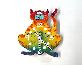 Kitty Clock,Cat Lover Gift,Cat Wall Clock,KIDS Clock,Kitty  Cat Clock,Clock, Nursery Clock,Cats, Kittens,Unique Clock,Handmade Cat Clock