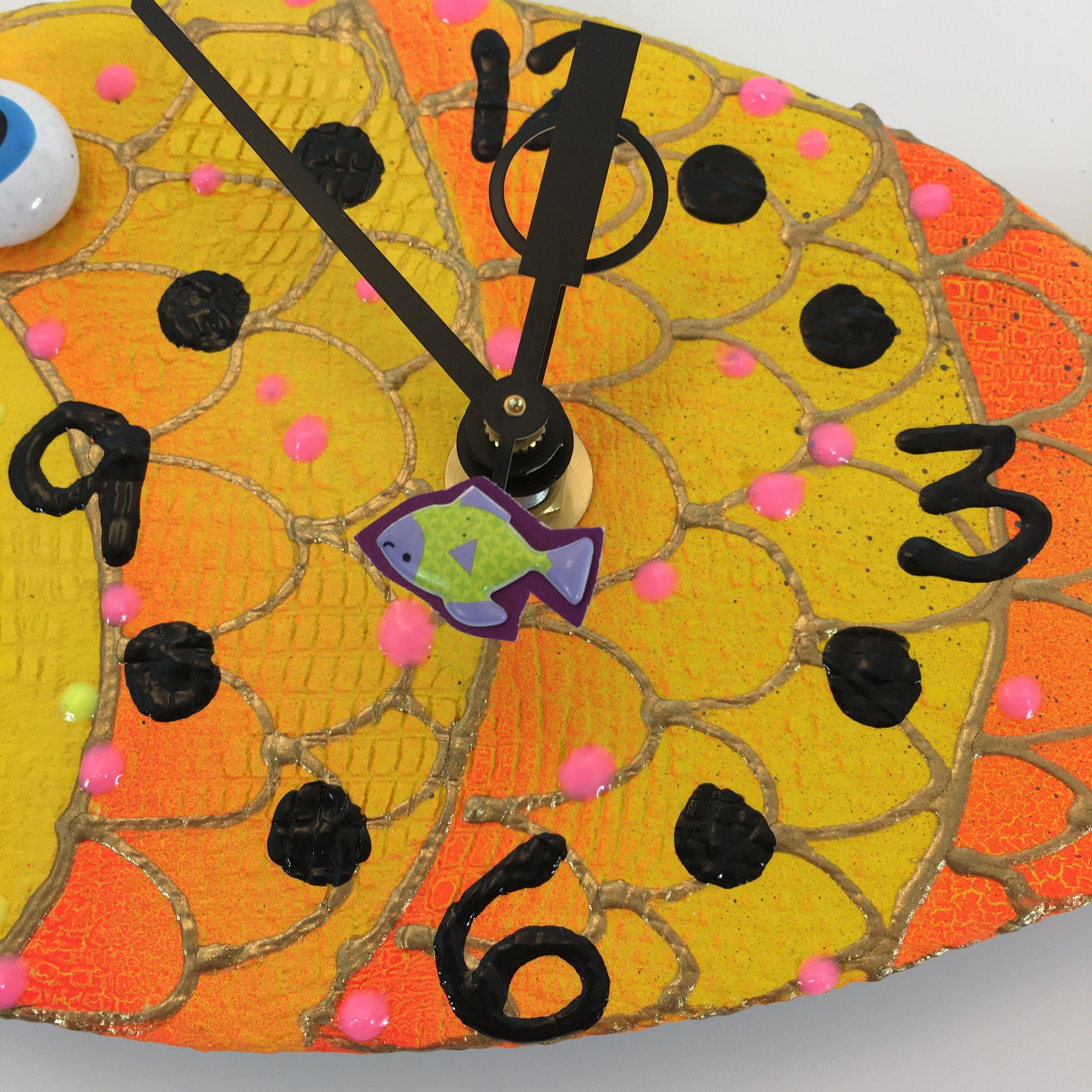Yellow Fish Wall Clock, Fish Clock,Nursery Clock ,Gift Clock,Tropical