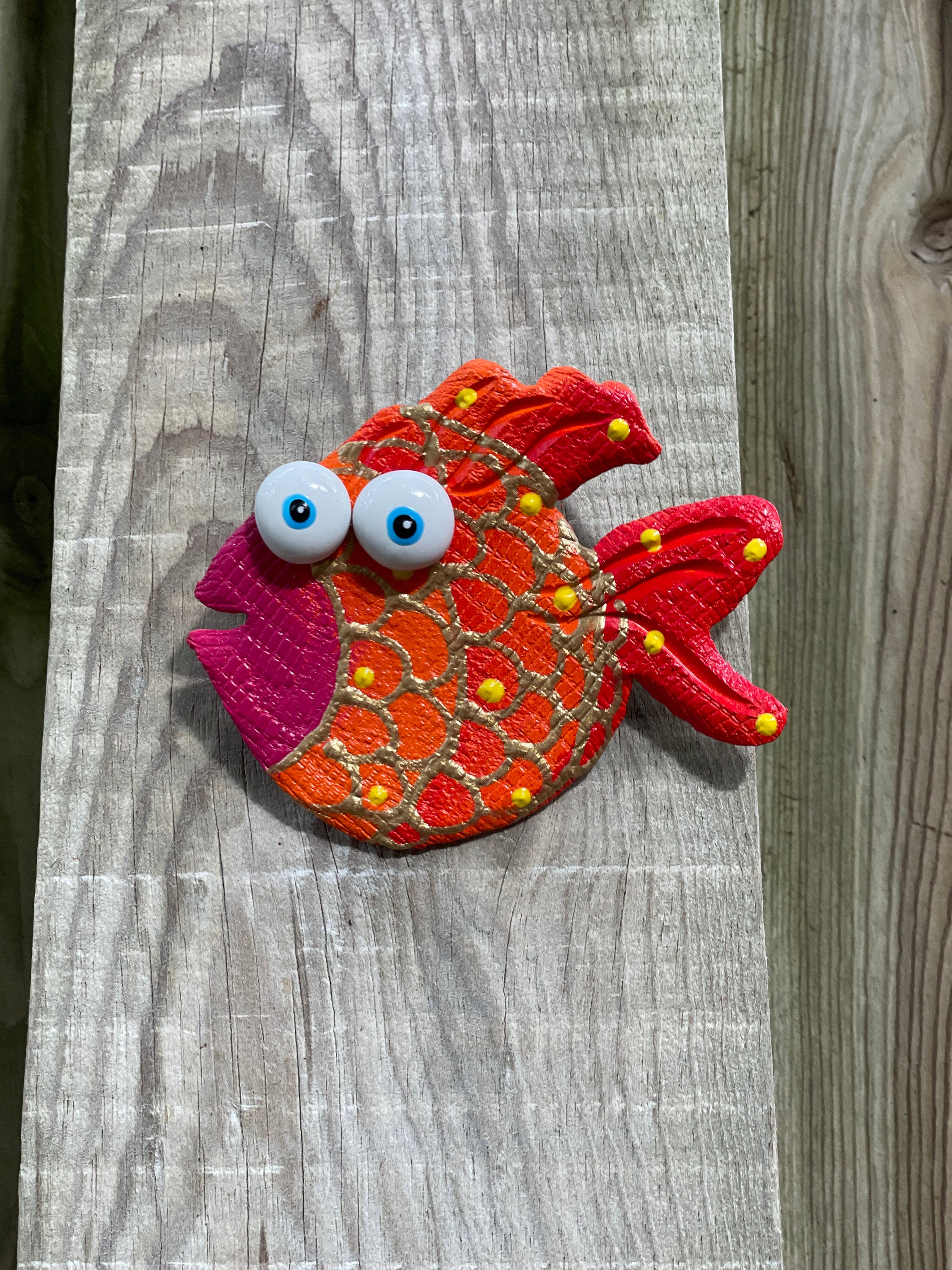 Whimsical wall hanging Fish, underwater fish room decor,beach theme, fun wall  art, colorful, whimsical, handmade fish art Blowfish