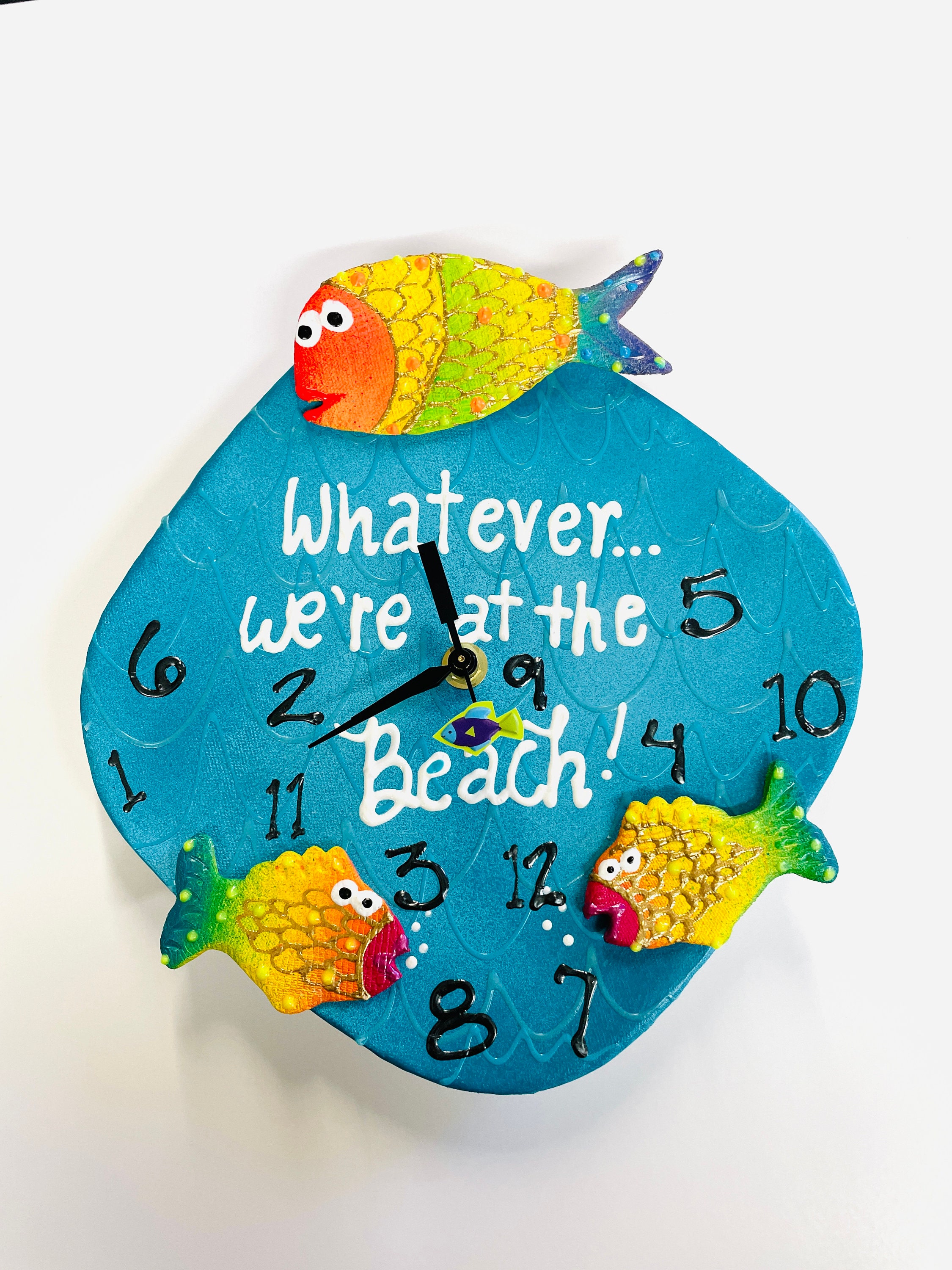 Beach house Wall Clock Whatever... We're at the BEACH! Nautical Decor