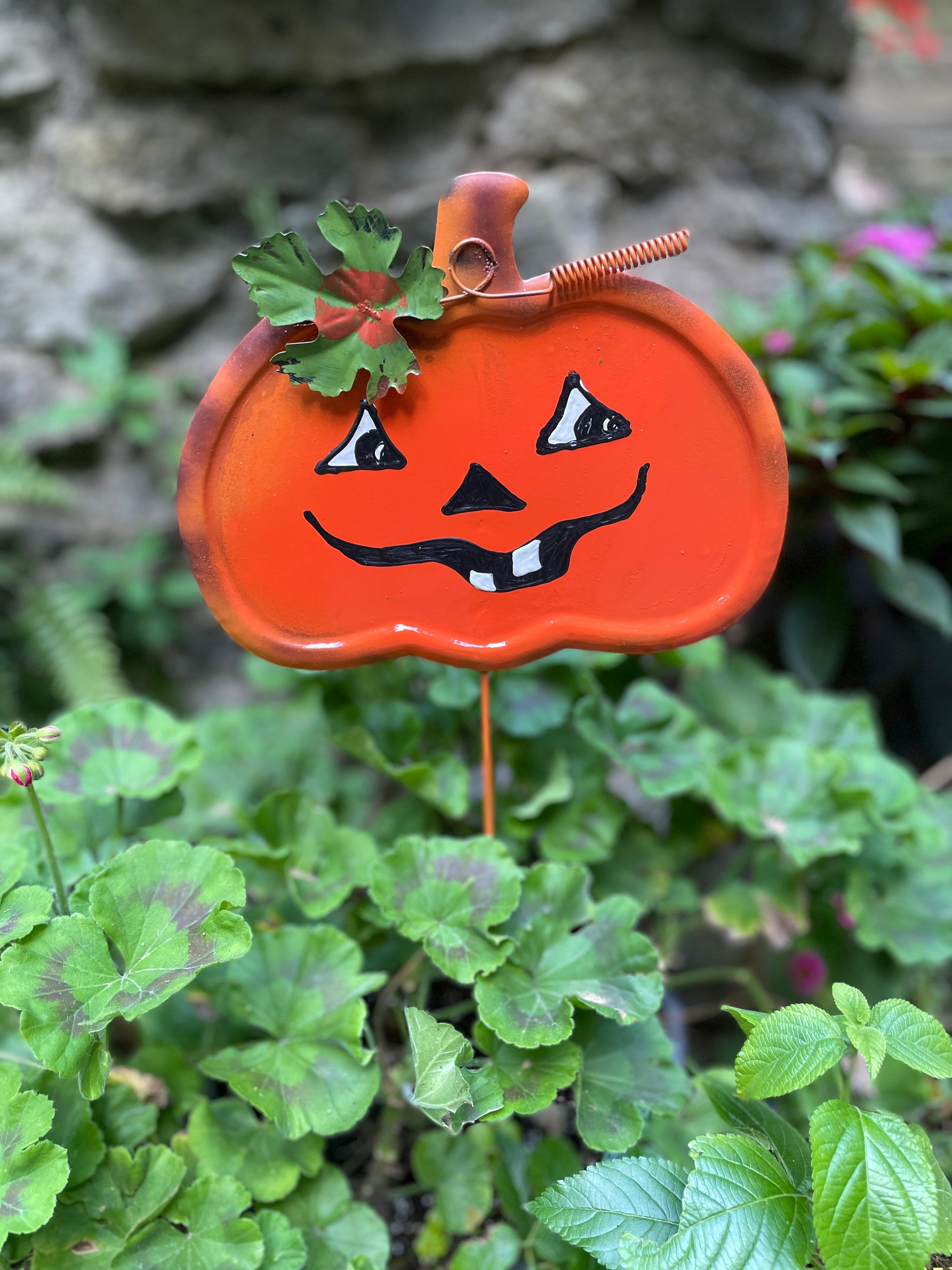 3 Metal Pumpkin Yard Stakes,Halloween Yard Decor,Jack O'Lantern