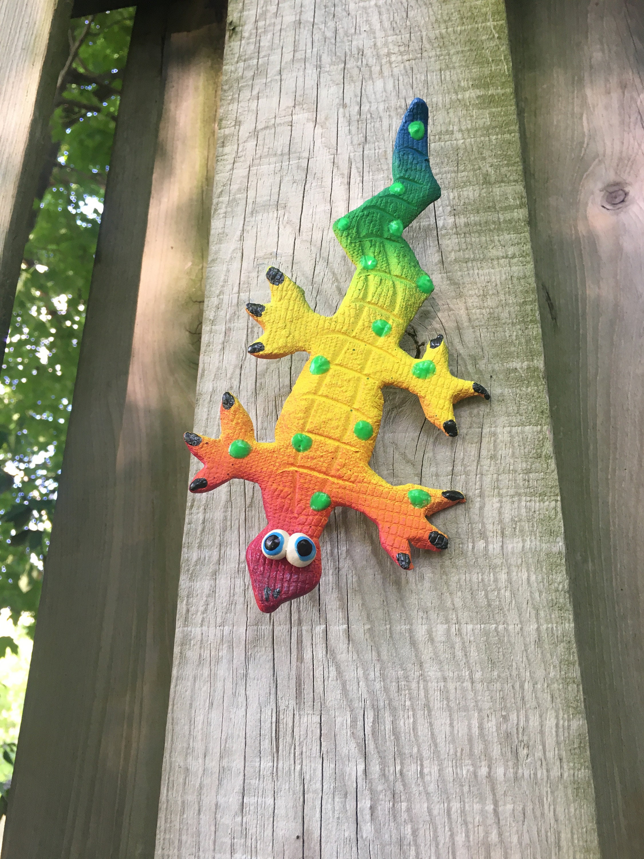 Lizard, Gecko Fence Decor,Tropical Gecko Tree Decor, Wall Decoration