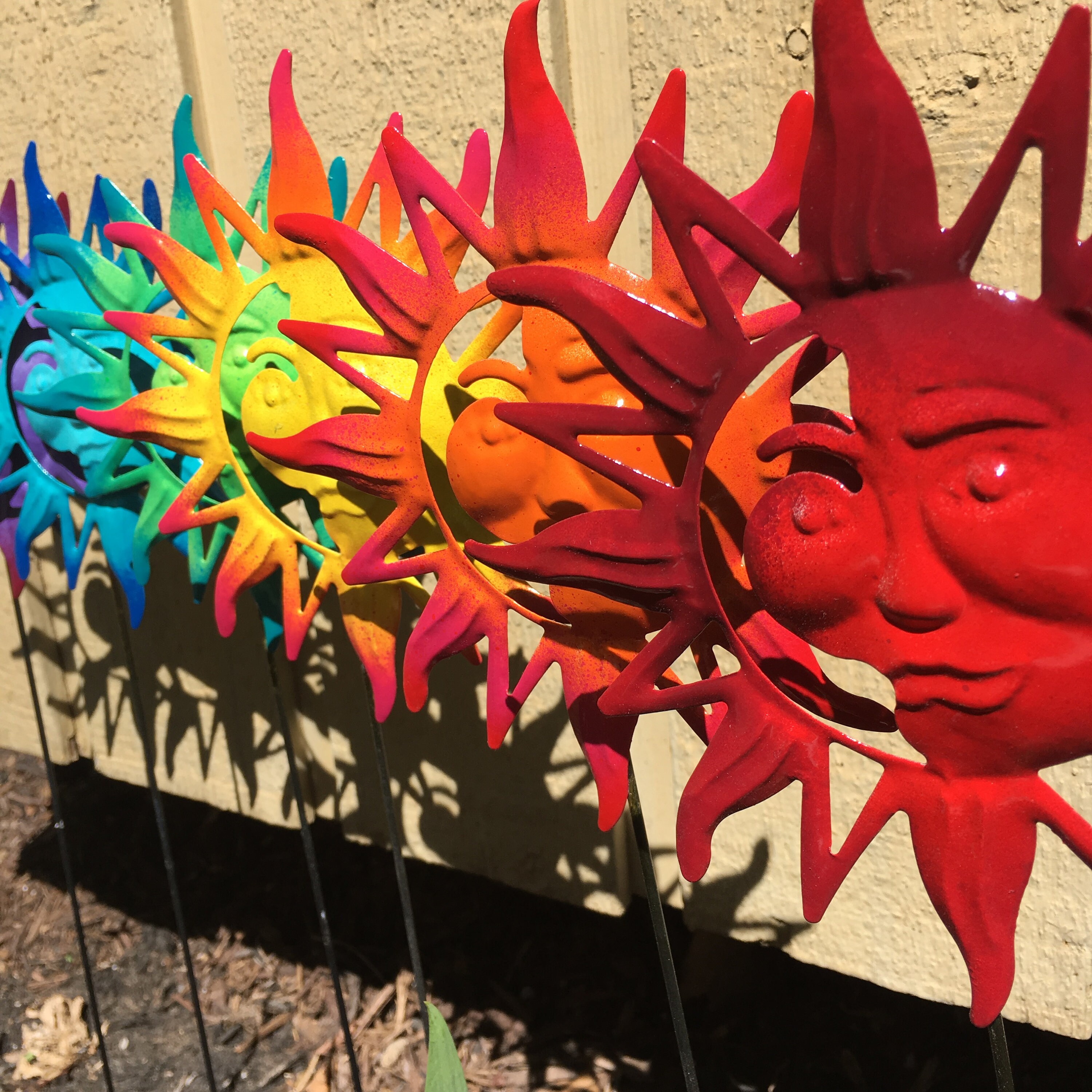 Sun Face Garden Stakes, SUN FACE, Celestial Yard Stakes, Metal Yard Art