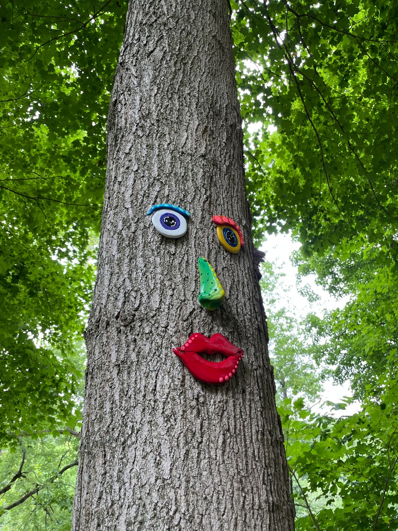 Visage d'arbre, idées cadeaux de décoration d'arbre, art de jardin, décoration extérieure, art de la cour, décoration de clôture, visage d'arbre pour les arbres, cadeau de fête des mères pour elle image 8