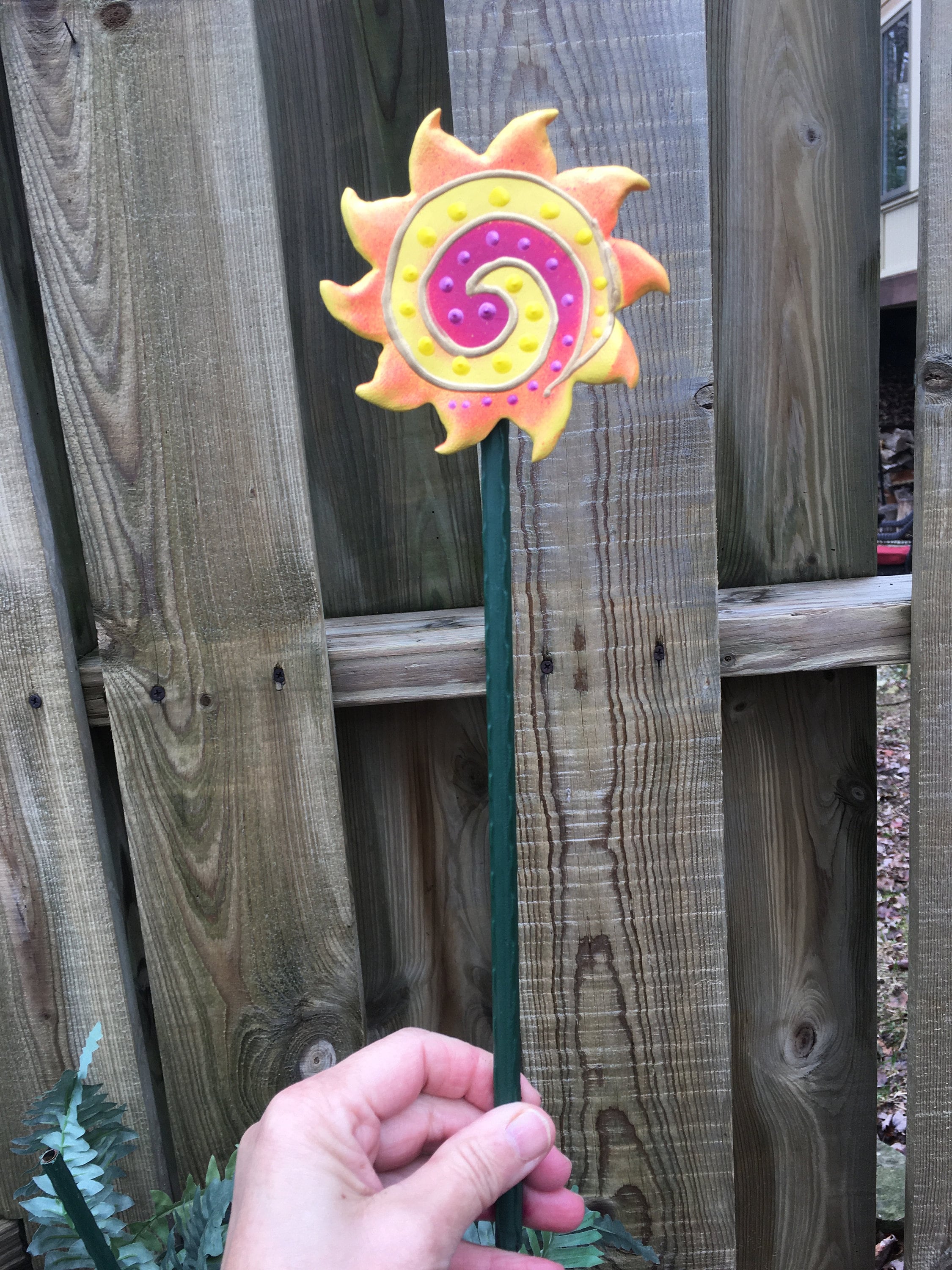 Sun Garden Stake,Unique Sun Spiral Garden Stakes,Potted plants, Great