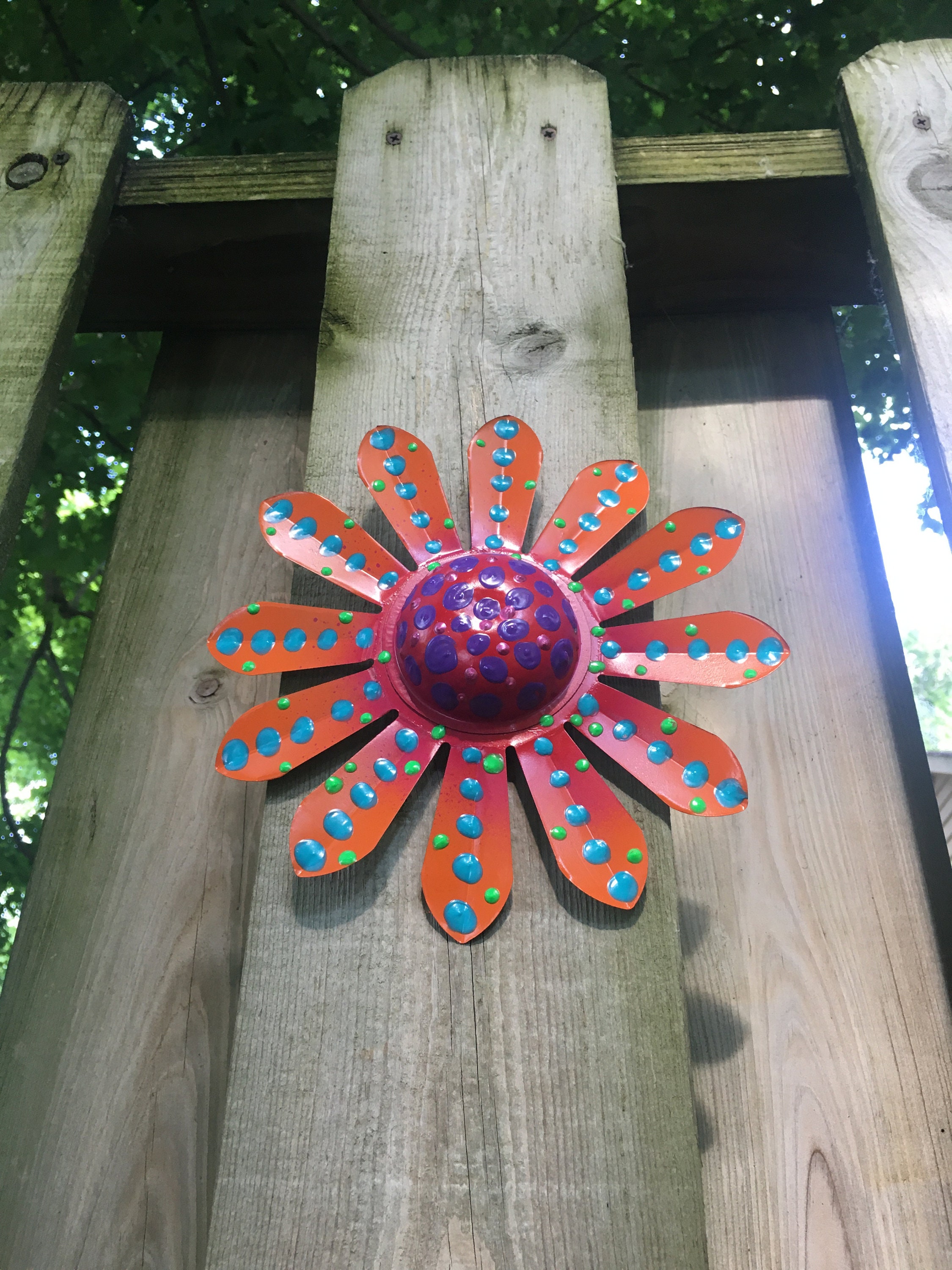 Metal Flower,Orange Fence Flower,Fence Decoration,Patio DecorFlowers