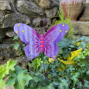 Purple Metal Butterfly Garden Stake,Garden Decor, Garden Stake, Metal garden Art, Garden Ornament, Metal Garden Decor Butterfly Garden Art