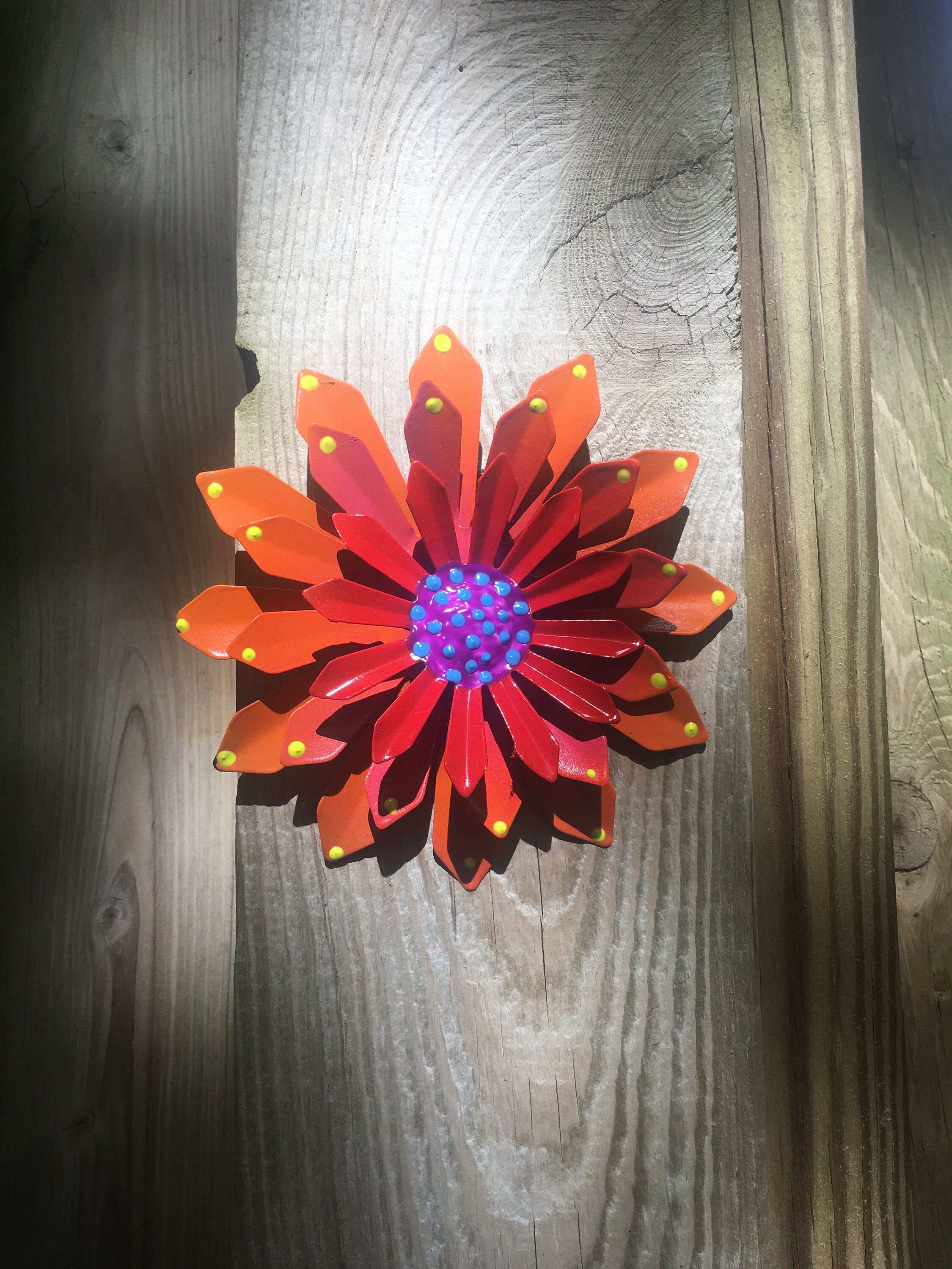Metal Flower,Orange Fence Flower,Fence Decoration,Patio DecorYard art