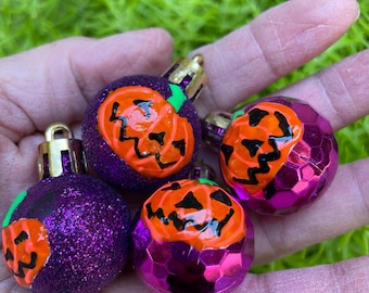 4 Halloween Pumpkin Ornaments ,Spooky Home Decor, Pumpkin Ornaments,Halloween Ornaments for Tree, Halloween Tree Decor, Halloween Gift