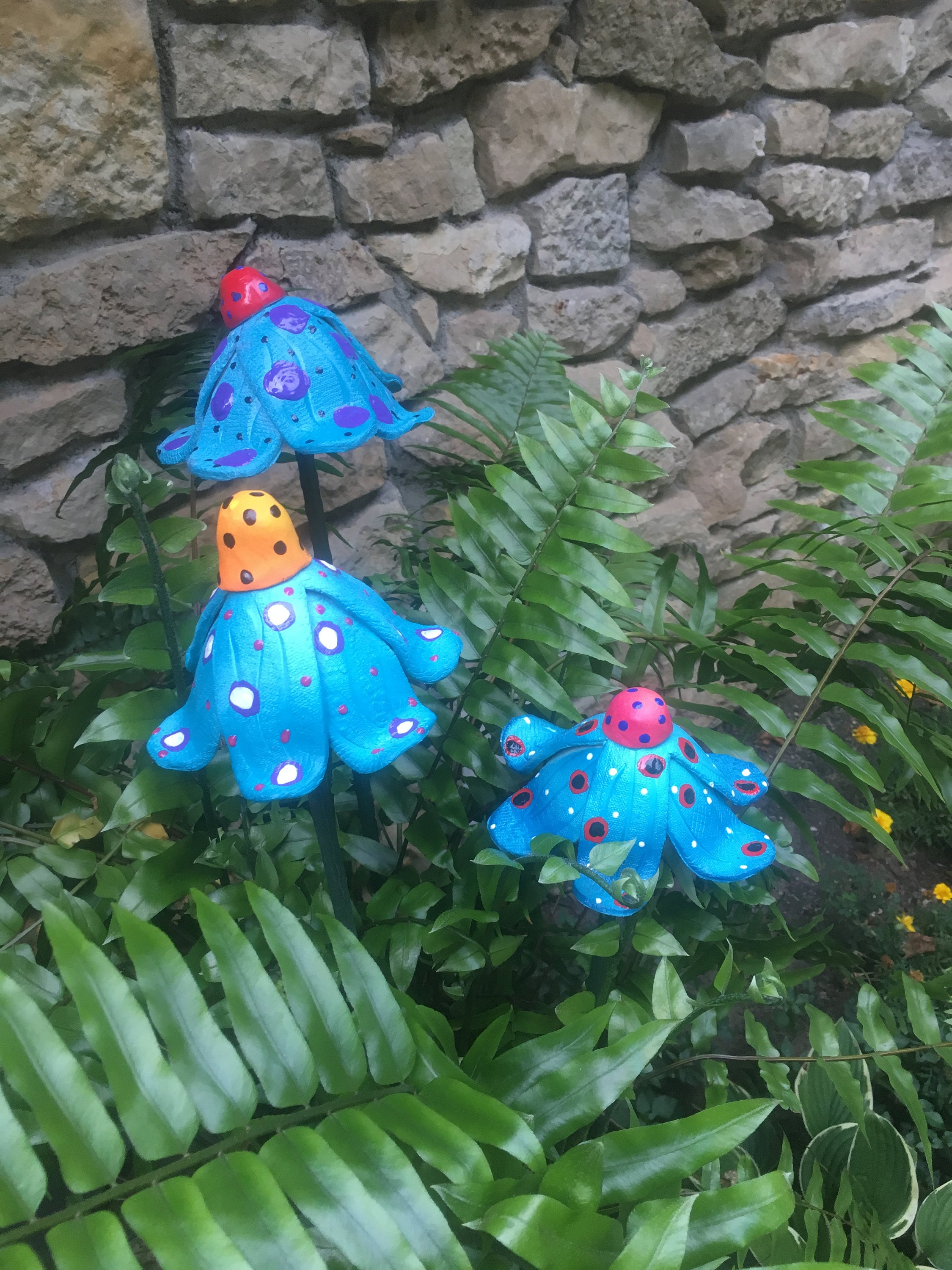 Ceramic Flower Garden Stakes,Set of Three Garden Stakes ...
