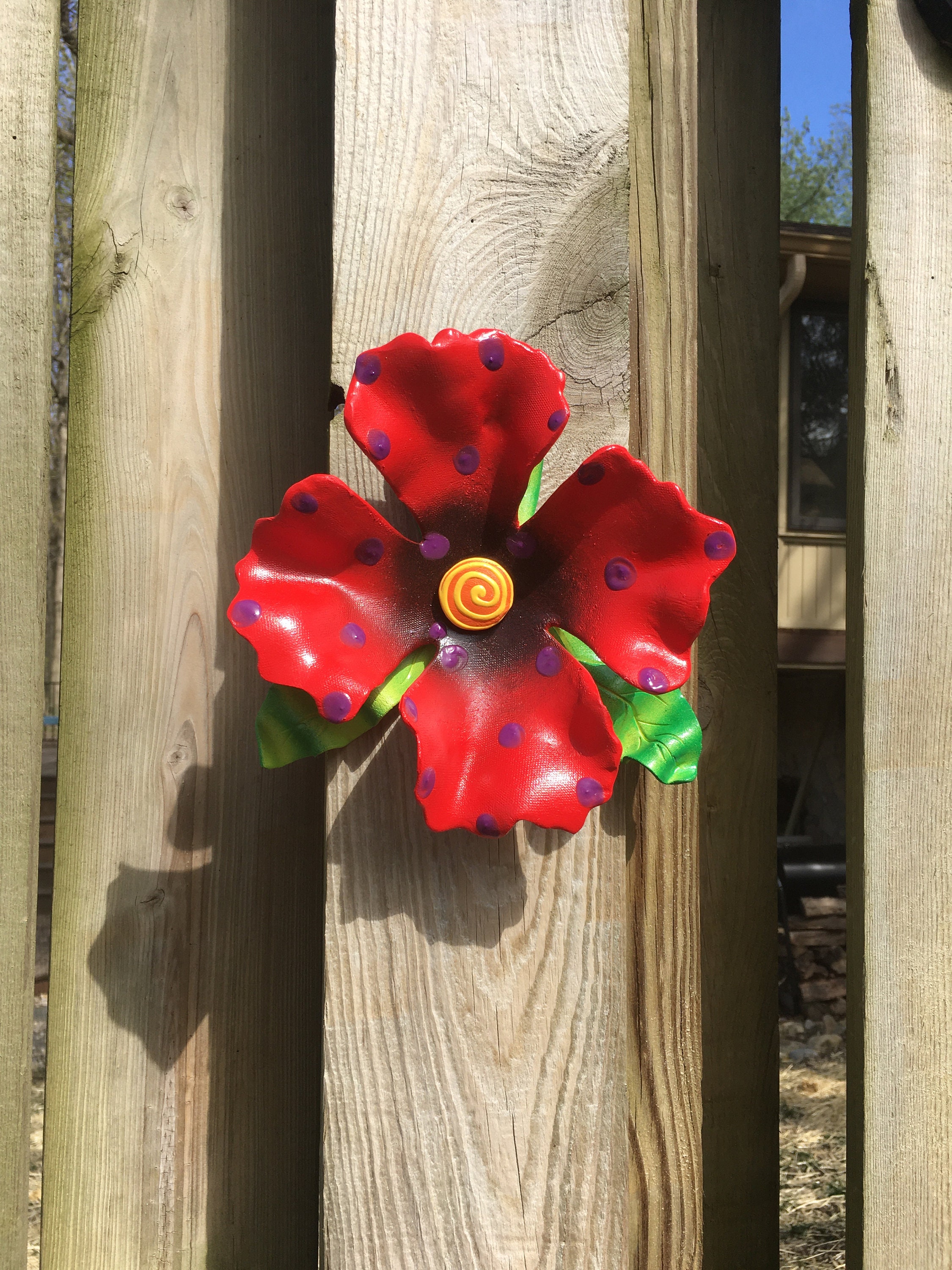 Flowers,Red Fence Flower,Fence Decoration,Patio DecorYard artFlowers