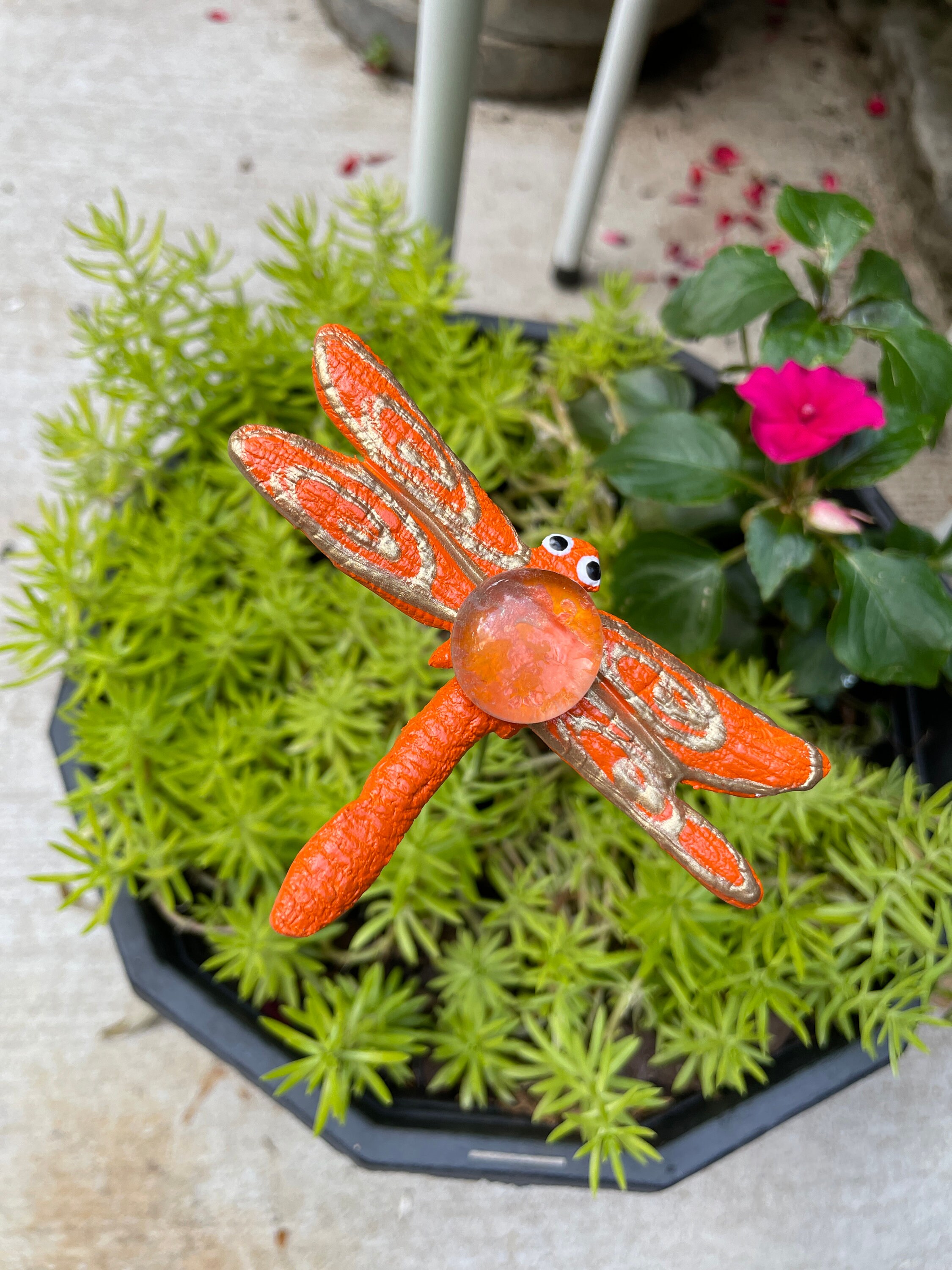 Orange Dragonfly Garden Stake,Orange Dragonfly,Potted plants, Gift,Lawn