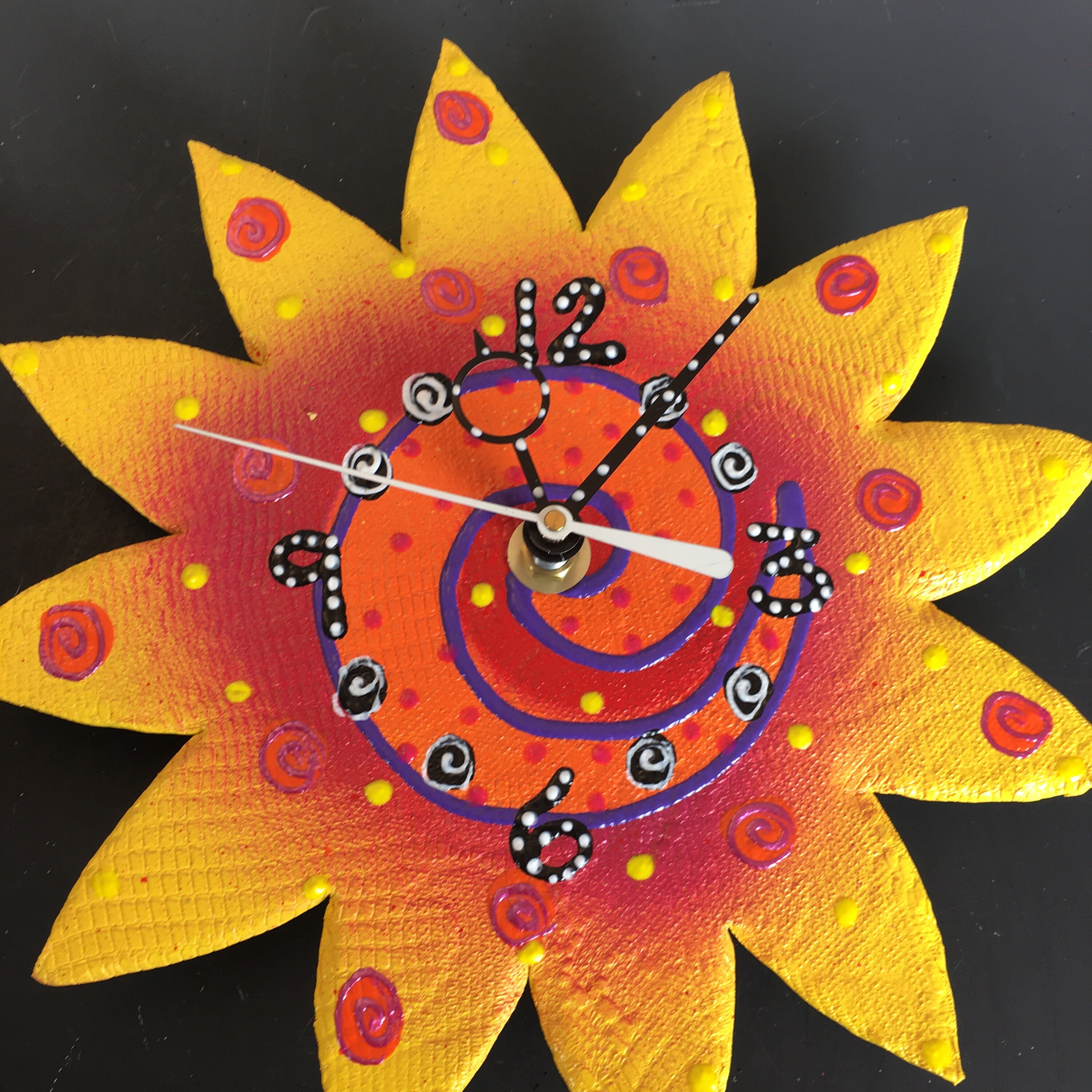 Here Comes The Sun Clock, Whimsical Sunshine Clock, Sun Clock, Wall Art,Ceramic Sun