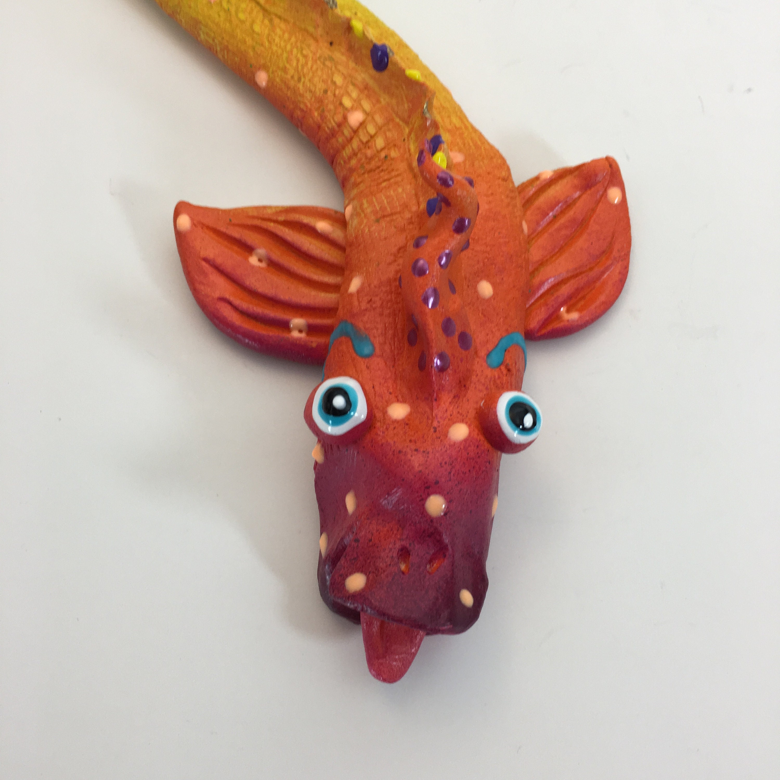 Whimsical wall hanging Koi Fish Sculpture, underwater fish