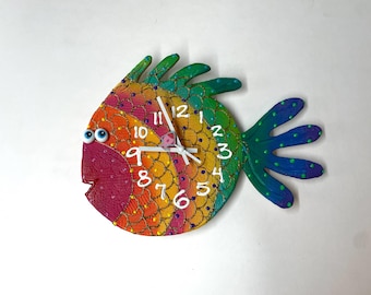 Fish Clock, Blowfish Clock, Unique wall Clock,Under the Sea, Ocean, Under water fish room decor, Ocean decor,Tropical decor,Fish clock