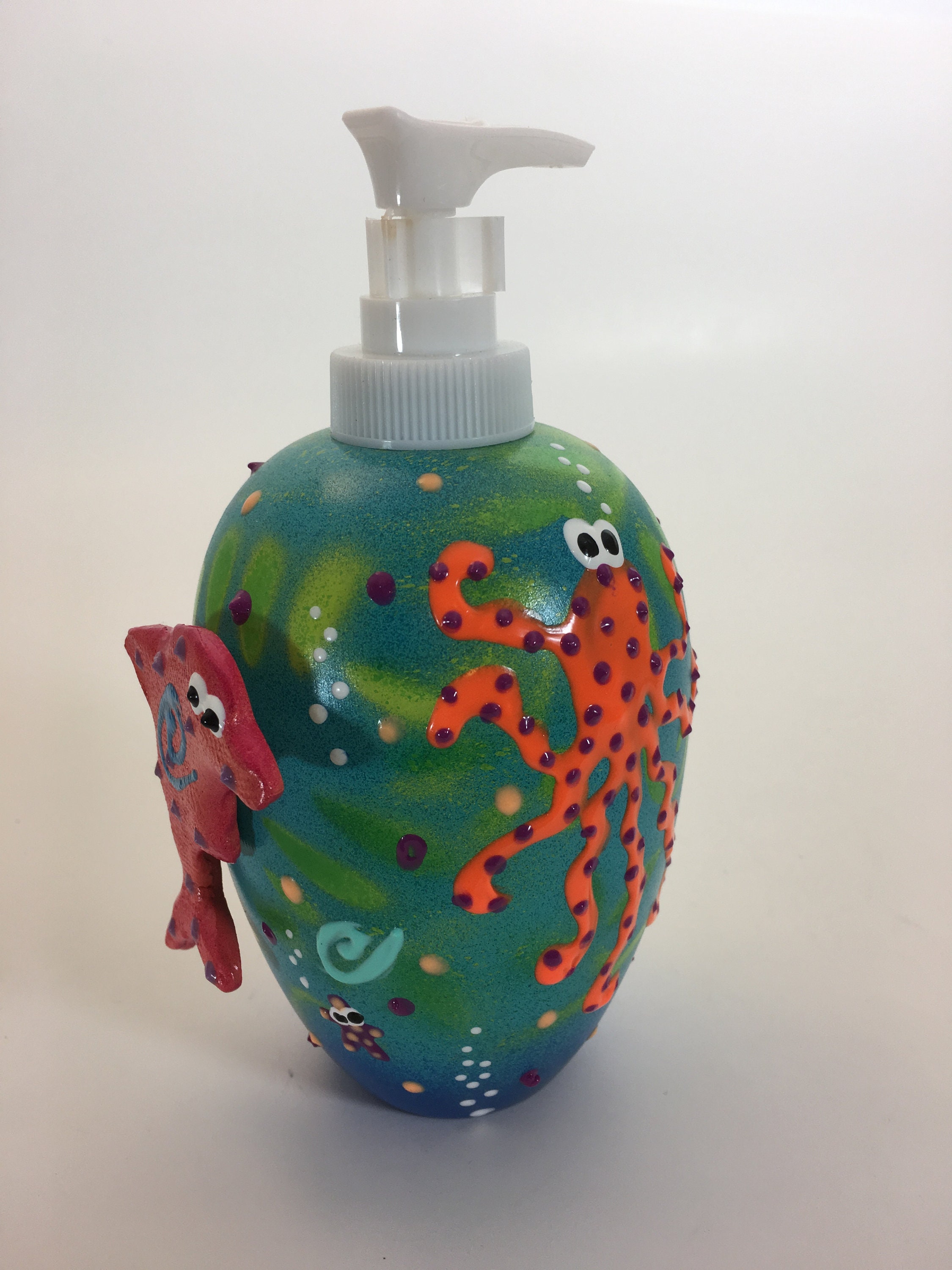 Ceramic Soap Dispenser, Beach Theme,Bathroom Decor, Soap Pump