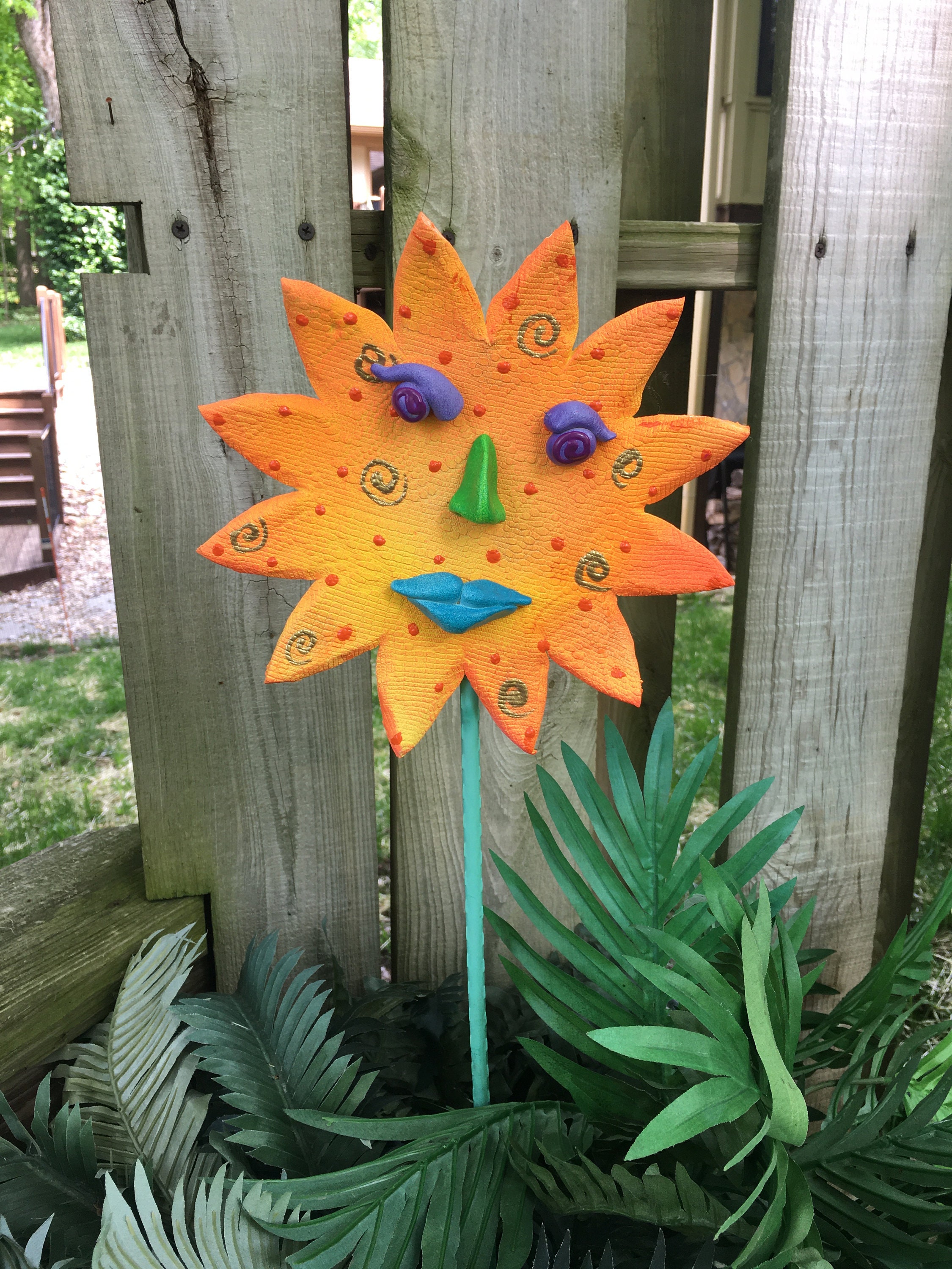 Sun Face Garden Stake,Yard Art, Great Gift,Lawn decor,Outdoor garden