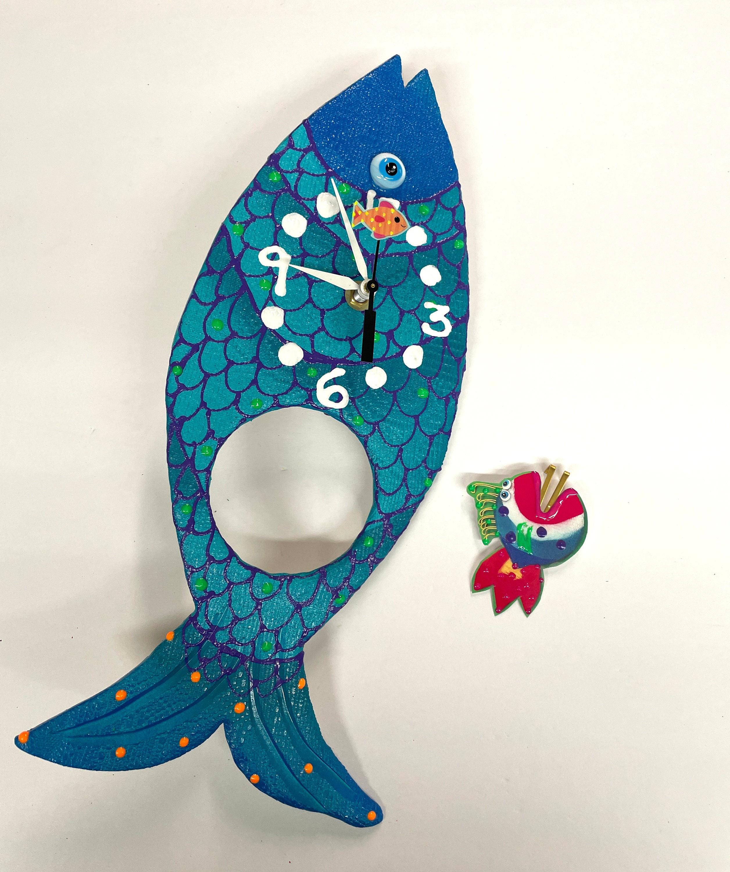 Fish Wall Clock with Pendulum, Beach House Decor, Florida Decor, unique