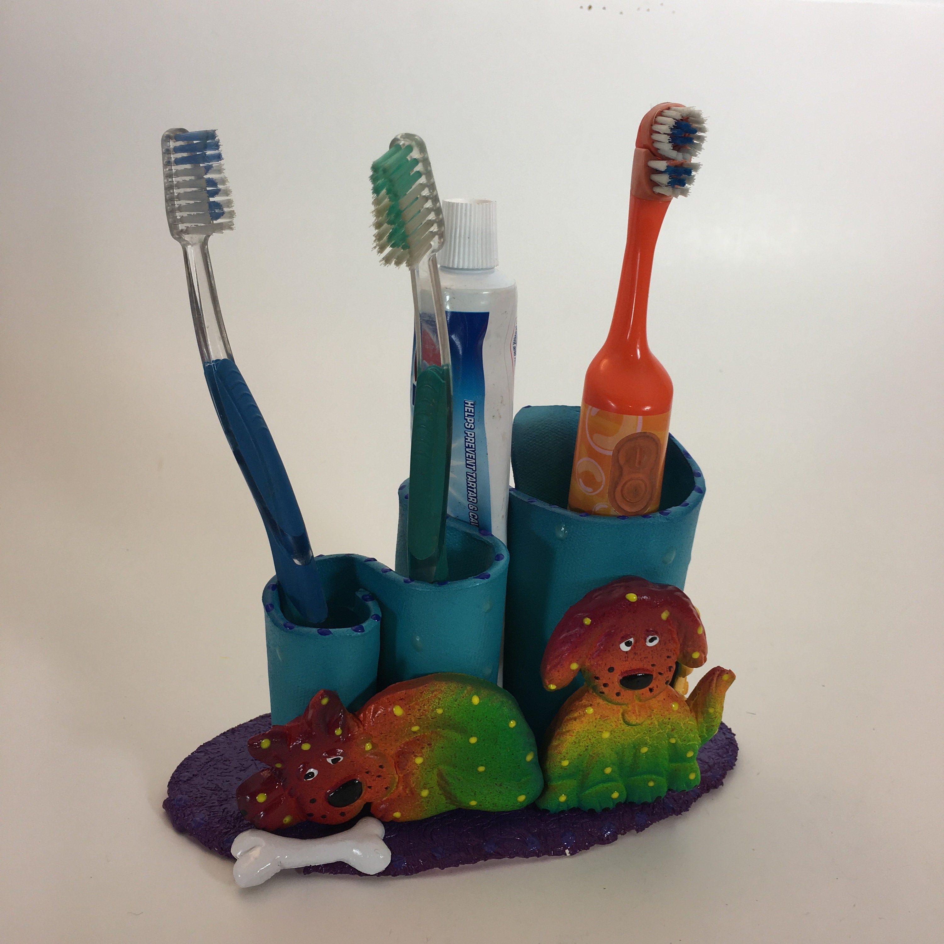 Ceramic toothbrush holder, bathroom Dog Caddy holder, Dogs, Cute Puppy